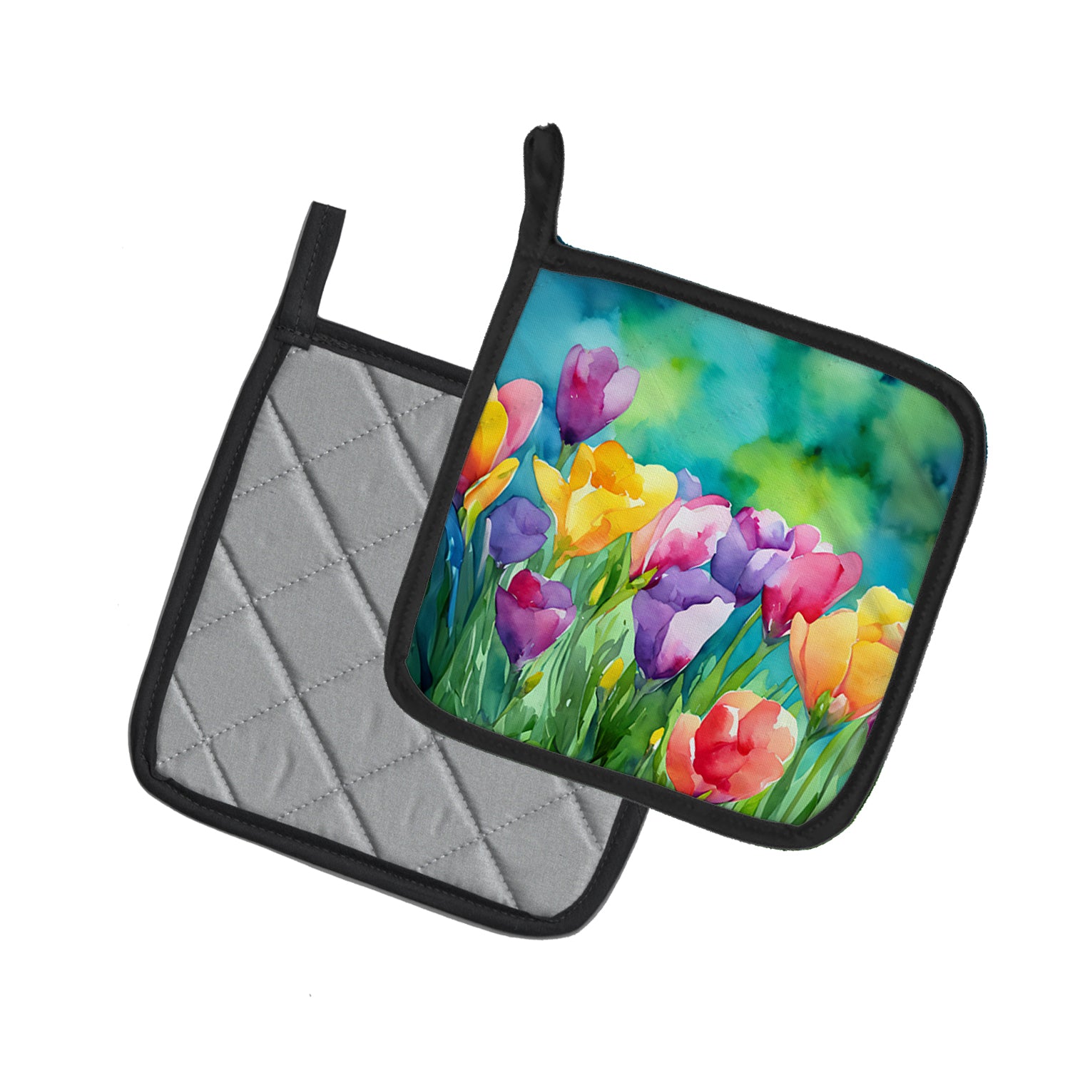 Caroline's Treasures Freesias in Watercolor Pot Holders - Set of 2 Decorative Kitchen Helpers | Made in the USA