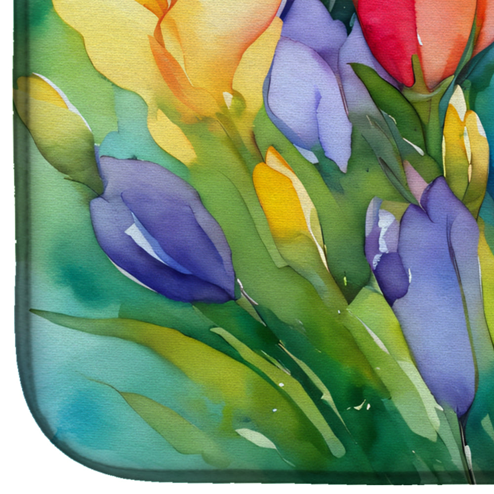 Caroline's Treasures Freesias in Watercolor Dish Drying Mat