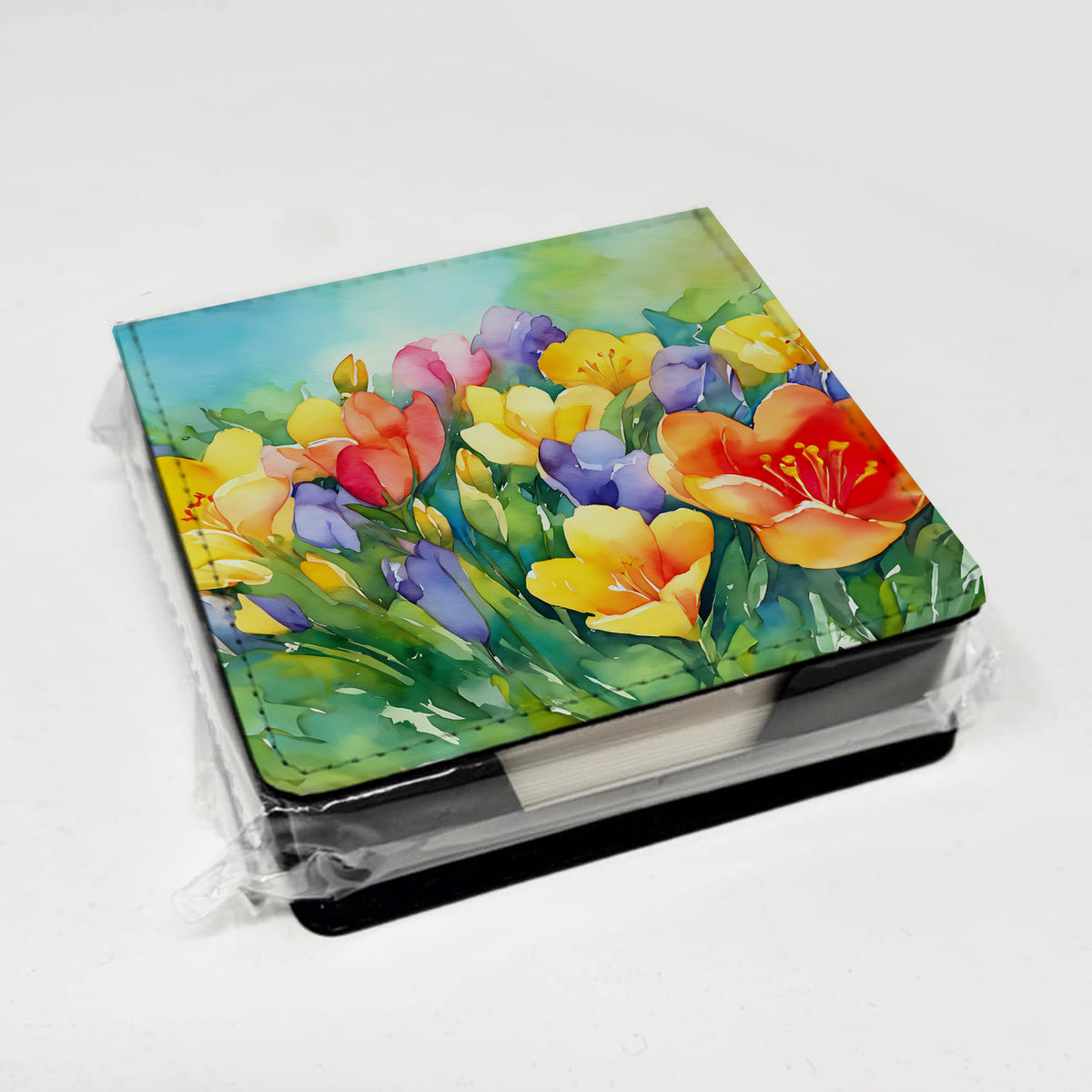 Caroline's Treasures Freesias in Watercolor PU Leather Note Paper Holder