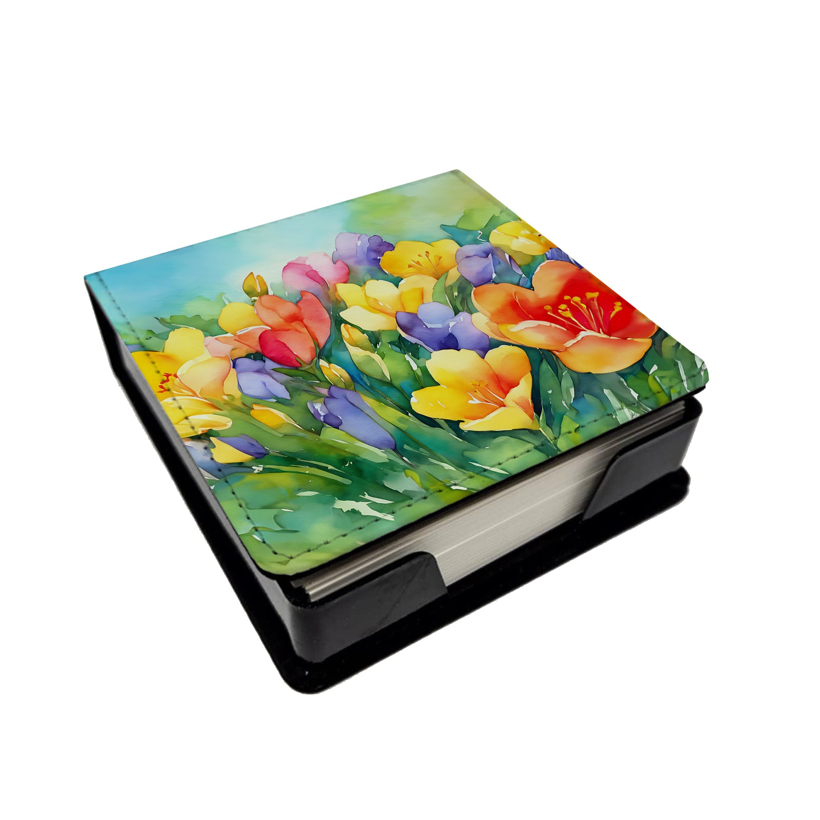 Caroline's Treasures Freesias in Watercolor PU Leather Note Paper Holder