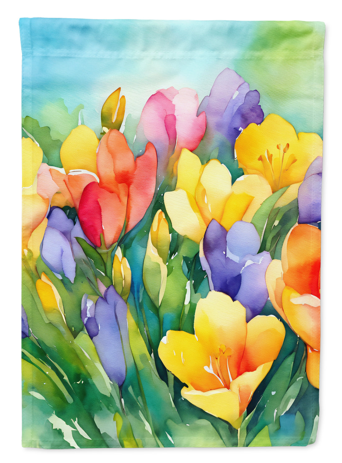 Buy this Freesias in Watercolor House Flag