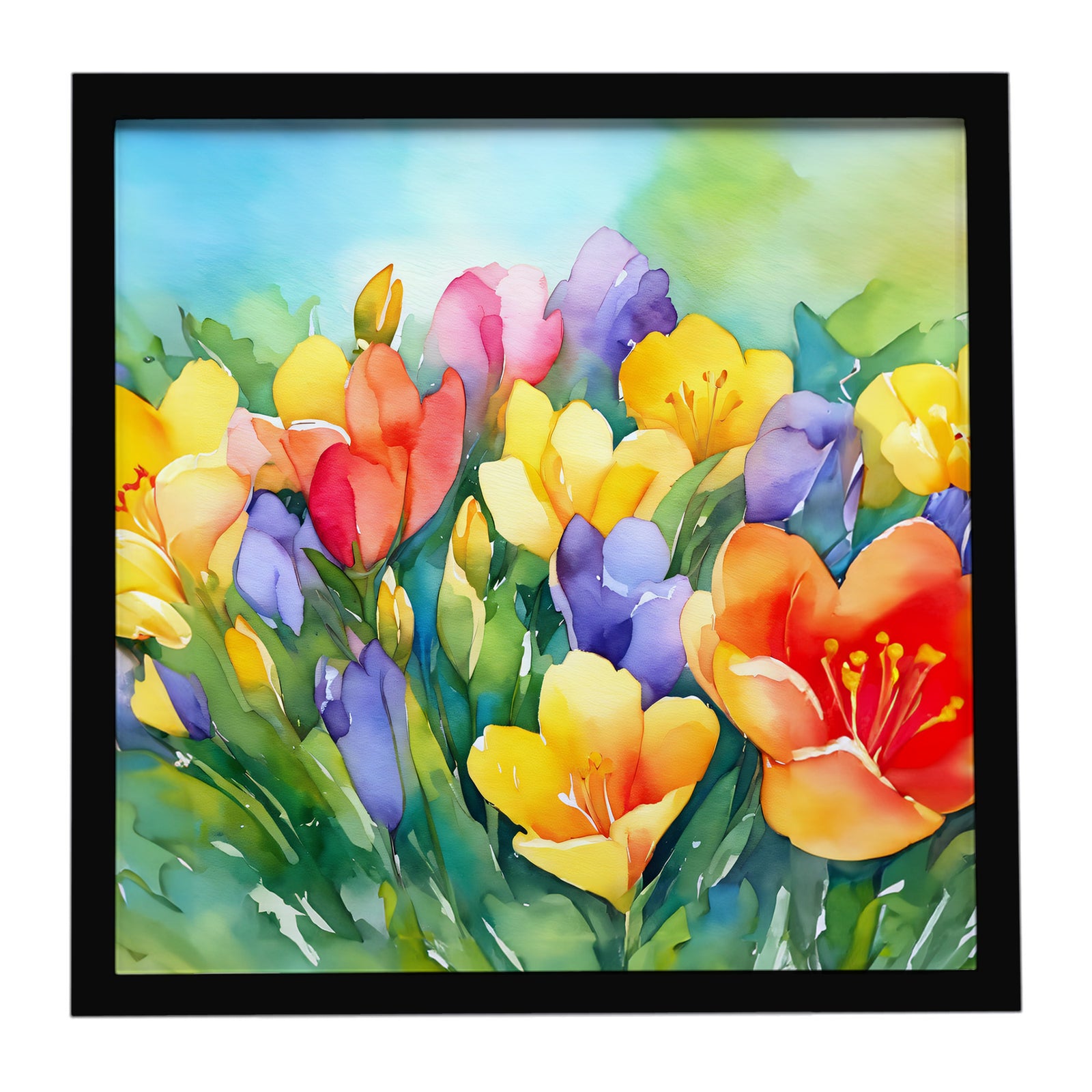 Caroline's Treasures Freesias in Watercolor Framed Metal Print