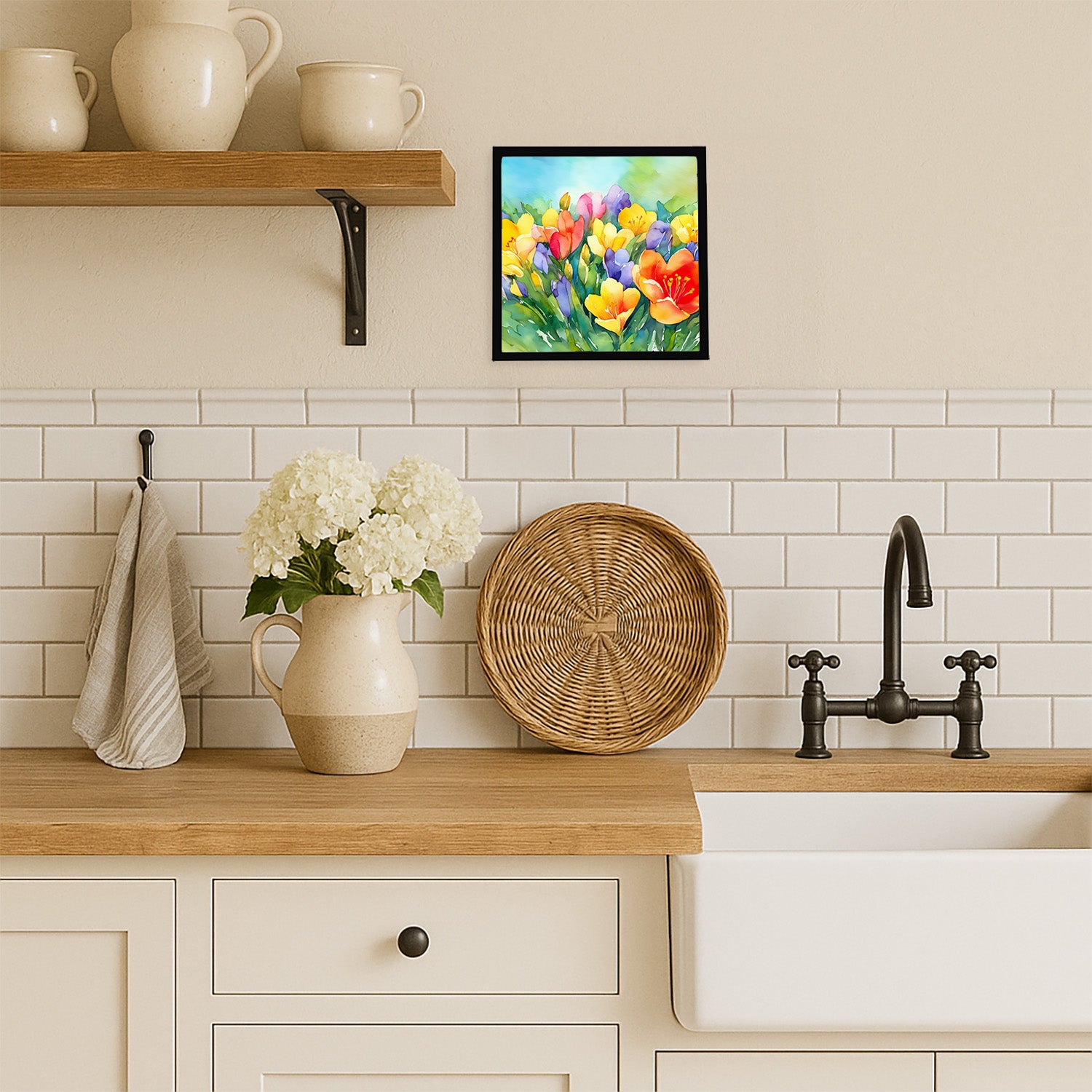 Caroline's Treasures Freesias in Watercolor Framed Metal Print