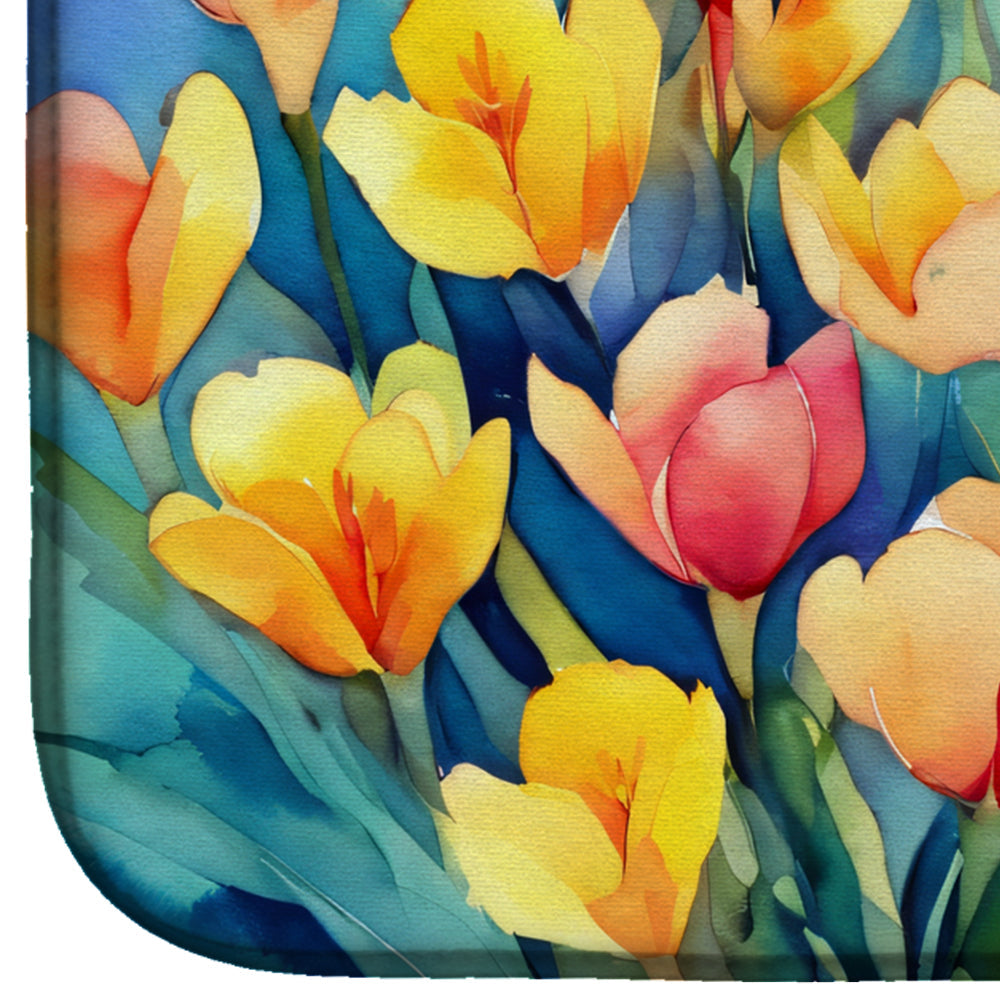 Caroline's Treasures Freesias in Watercolor Dish Drying Mat