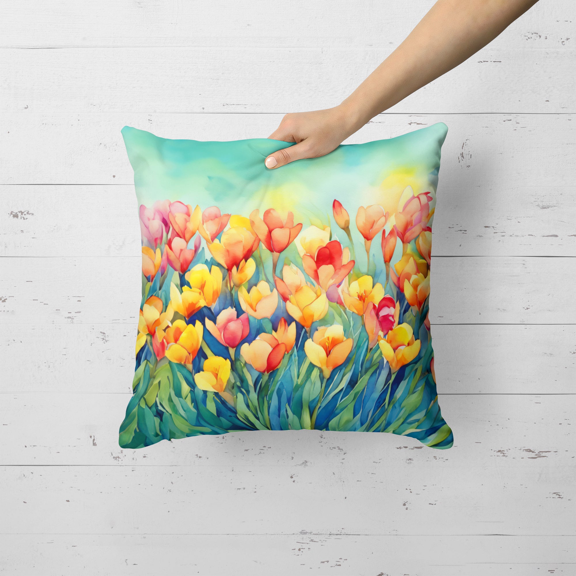 Buy this Freesias in Watercolor Throw Pillow