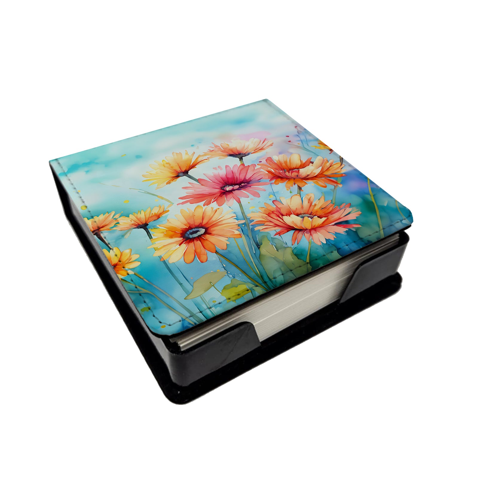 Caroline's Treasures Gerbera Daisies in Watercolor PU Leather Note Paper Holder