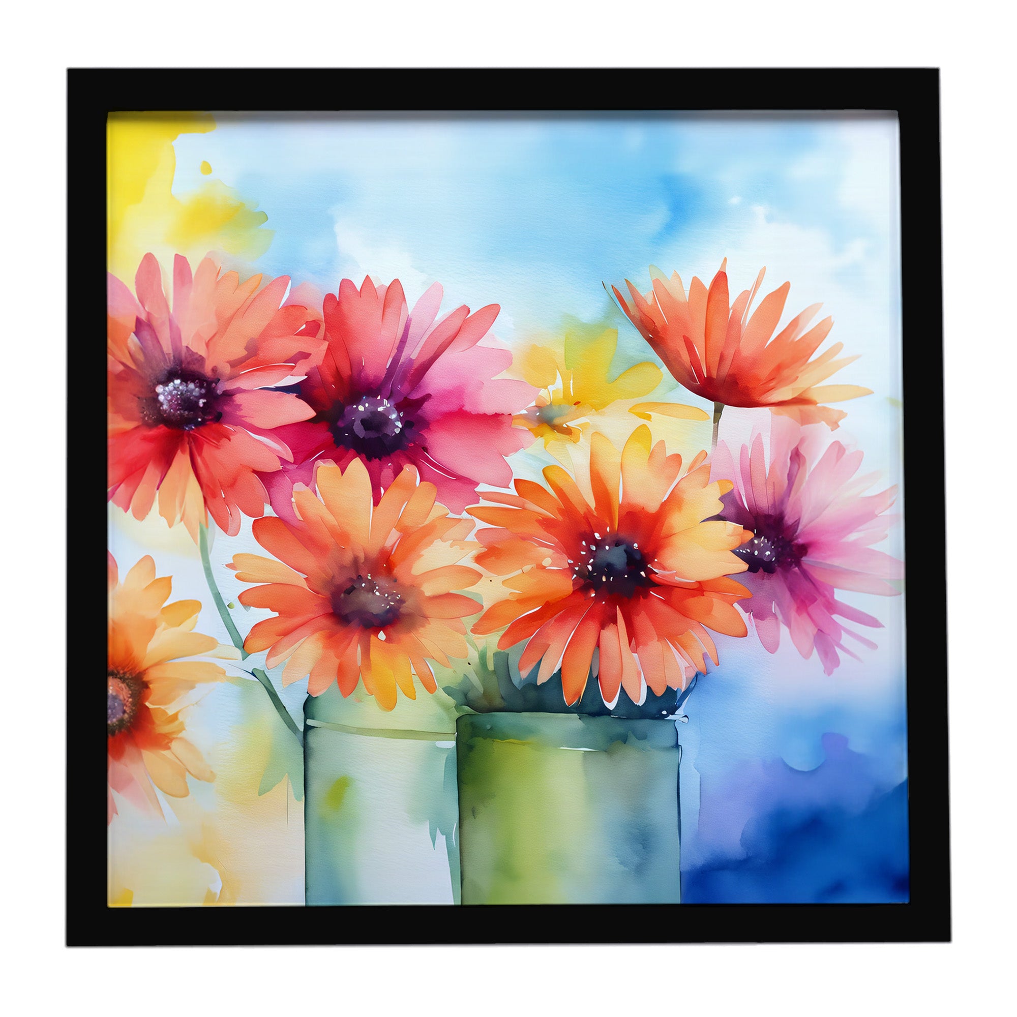 Caroline's Treasures Gerbera Daisies in Watercolor Framed Metal Print