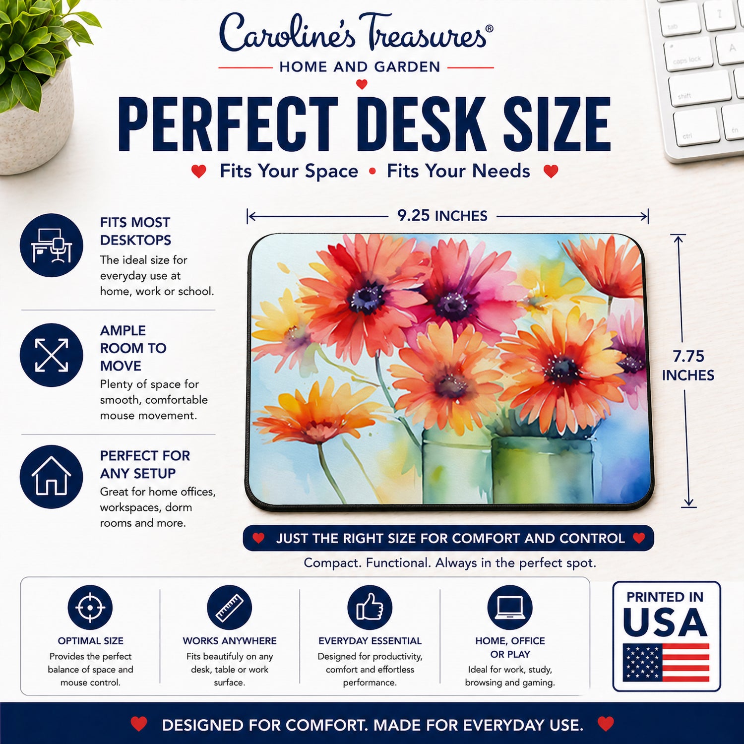 Buy this Gerbera Daisies in Watercolor Mouse Pad, Heat Resistant Trivet Hot Pad