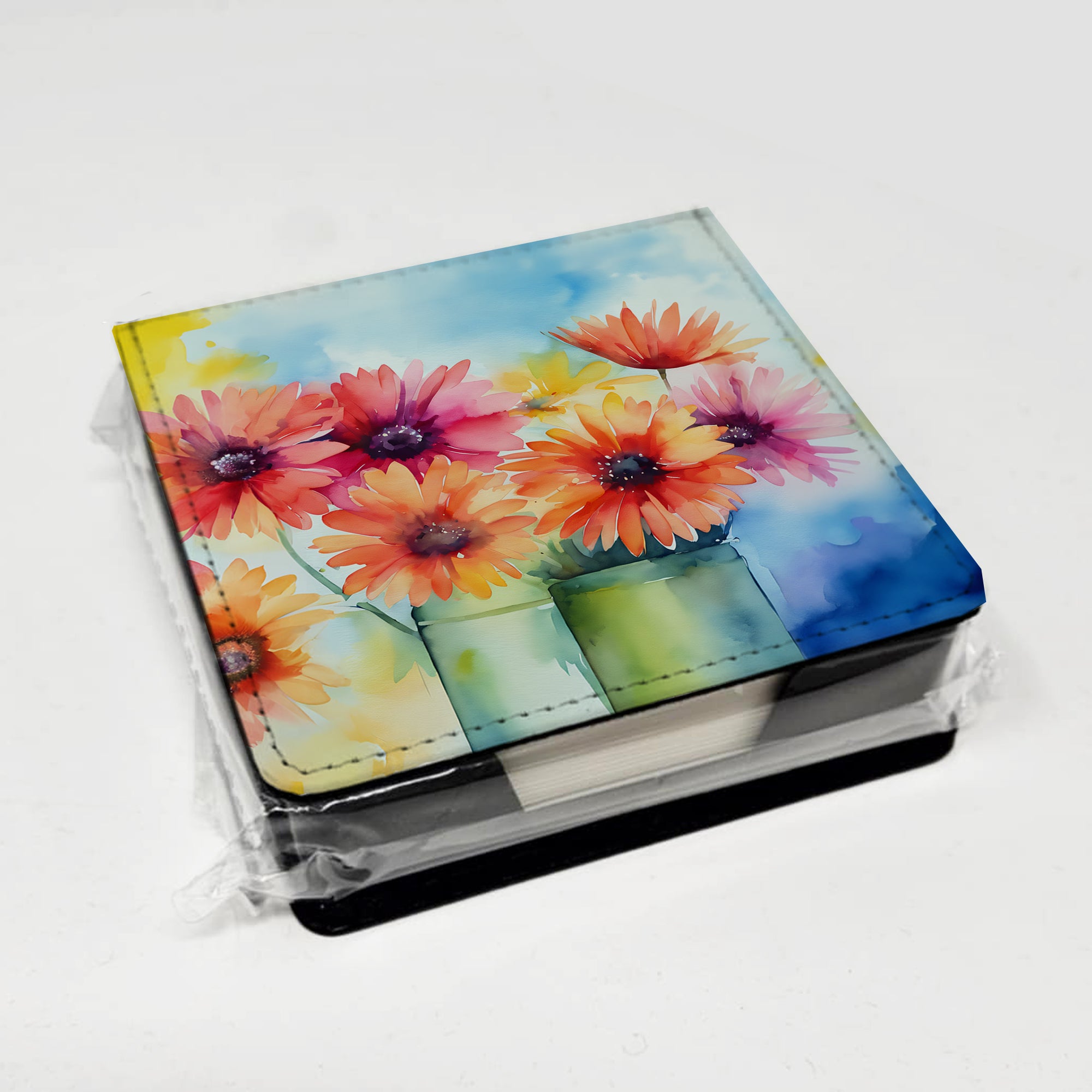 Caroline's Treasures Gerbera Daisies in Watercolor PU Leather Note Paper Holder