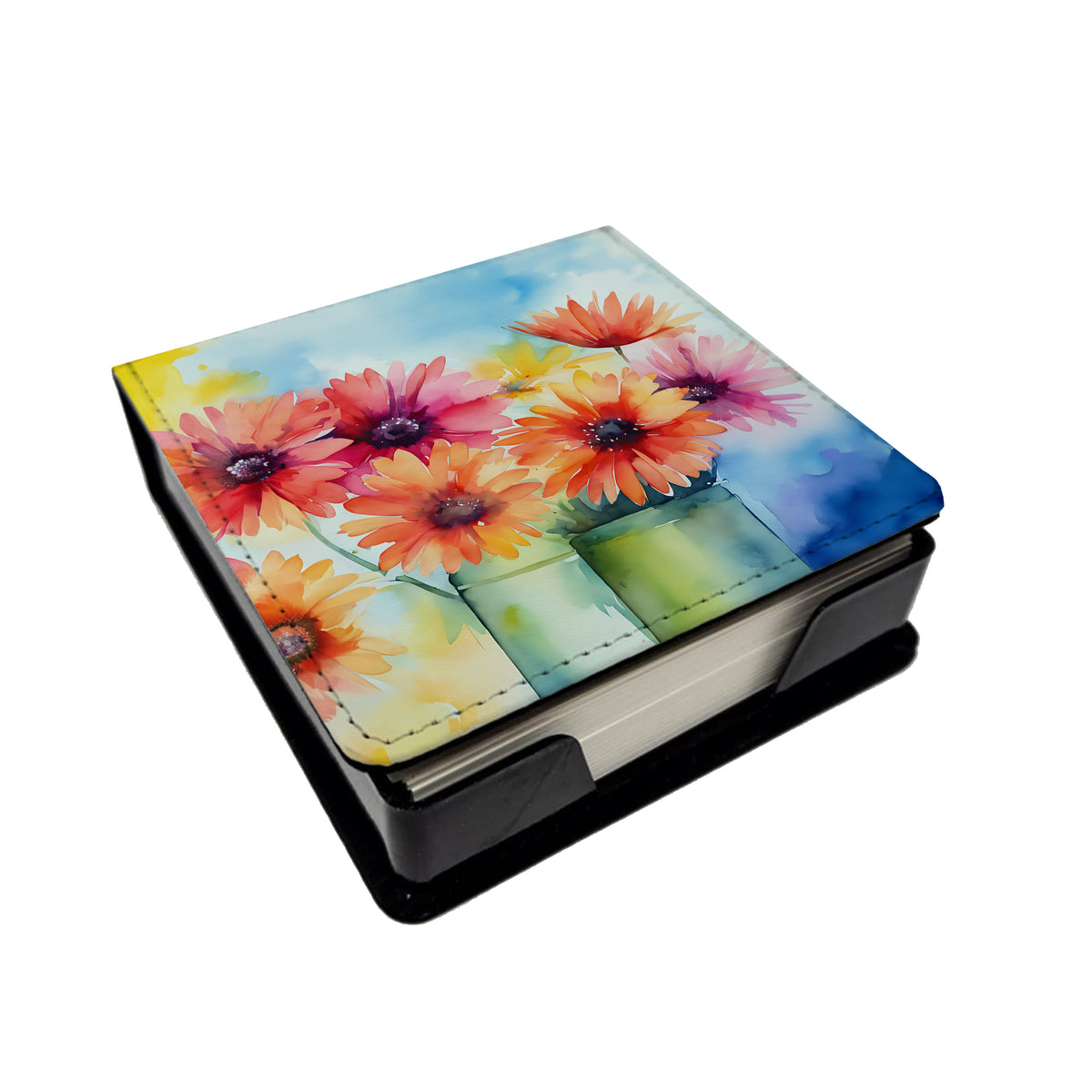 Caroline's Treasures Gerbera Daisies in Watercolor PU Leather Note Paper Holder