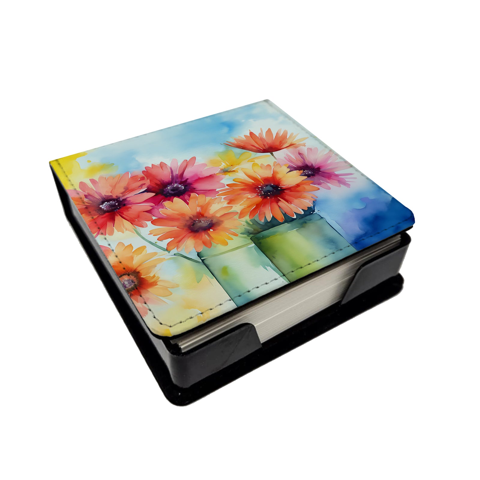 Caroline's Treasures Gerbera Daisies in Watercolor PU Leather Note Paper Holder