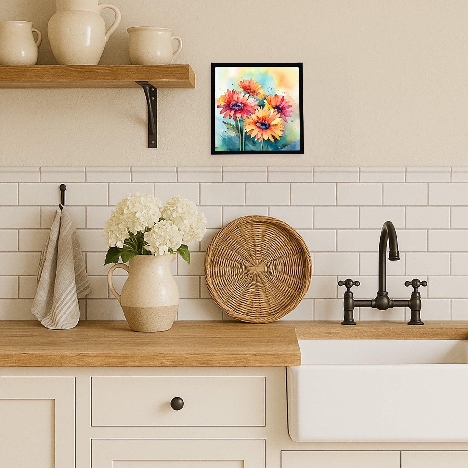 Caroline's Treasures Gerbera Daisies in Watercolor Framed Metal Print