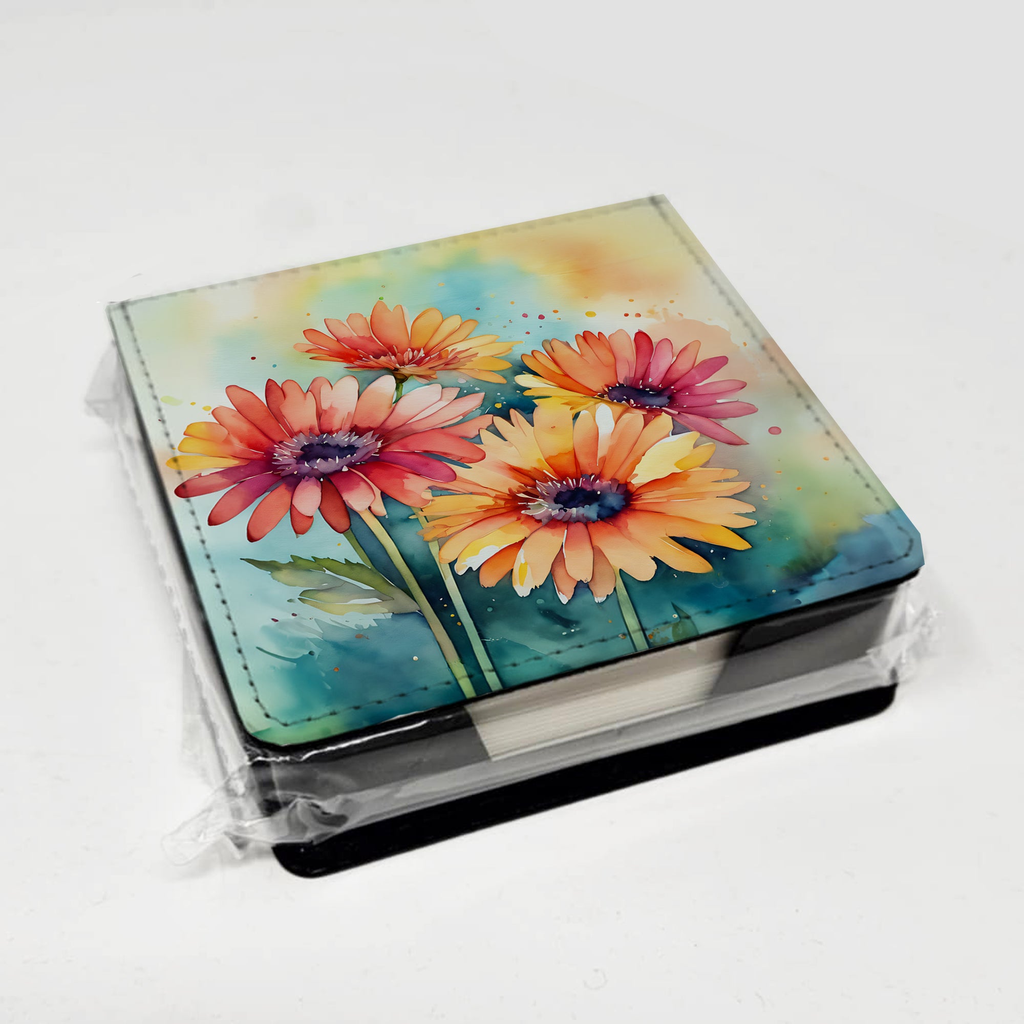 Caroline's Treasures Gerbera Daisies in Watercolor PU Leather Note Paper Holder