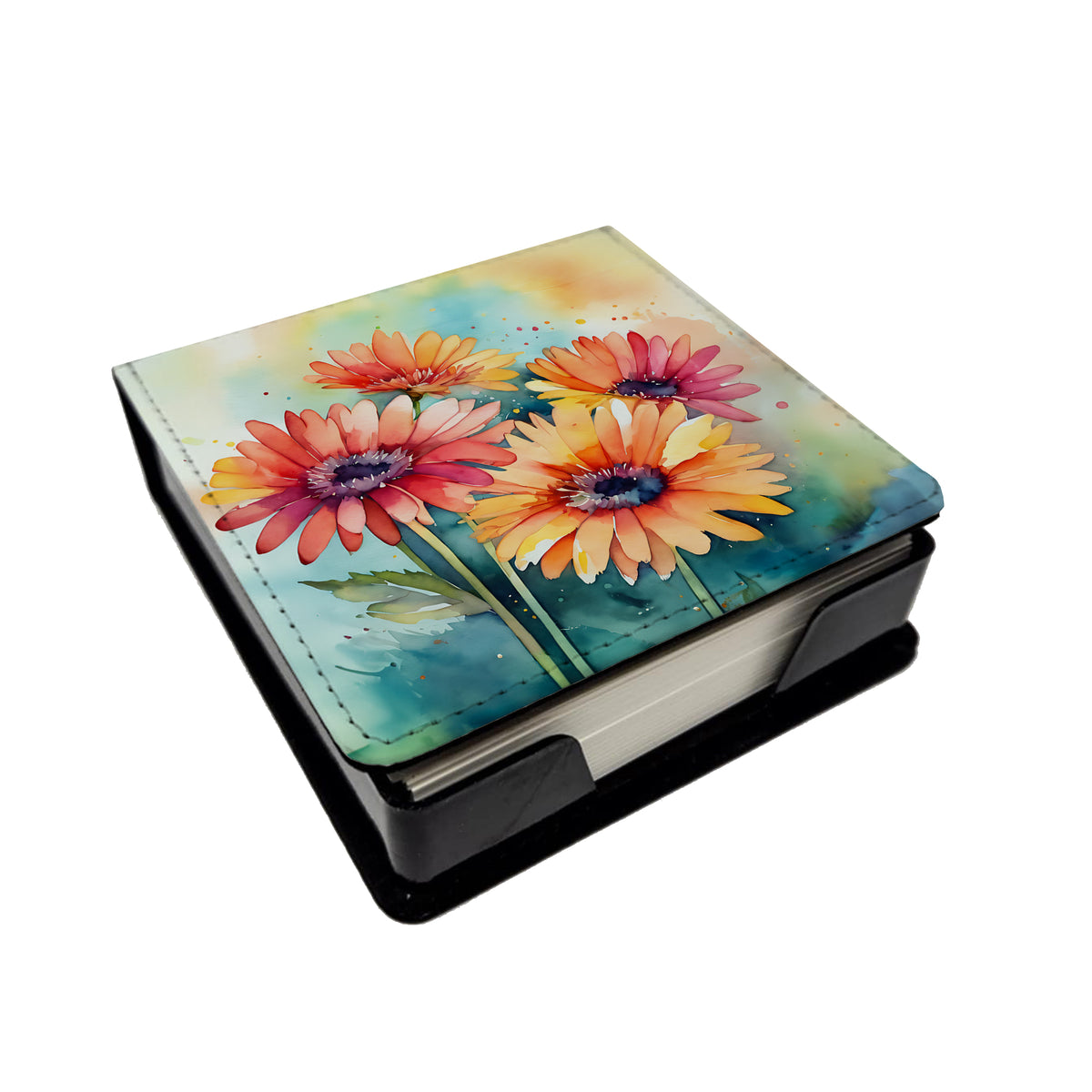 Caroline's Treasures Gerbera Daisies in Watercolor PU Leather Note Paper Holder
