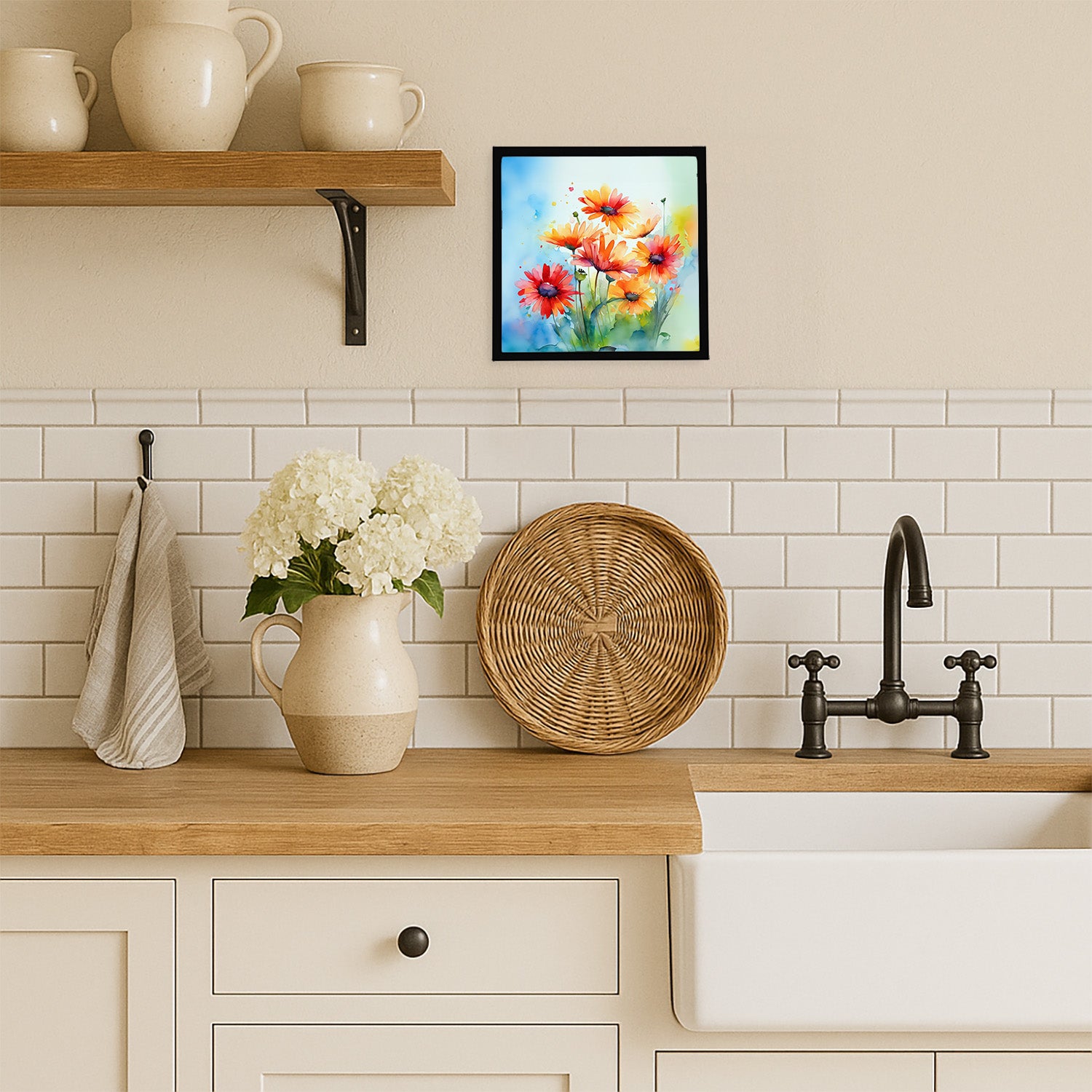 Caroline's Treasures Gerbera Daisies in Watercolor Framed Metal Print