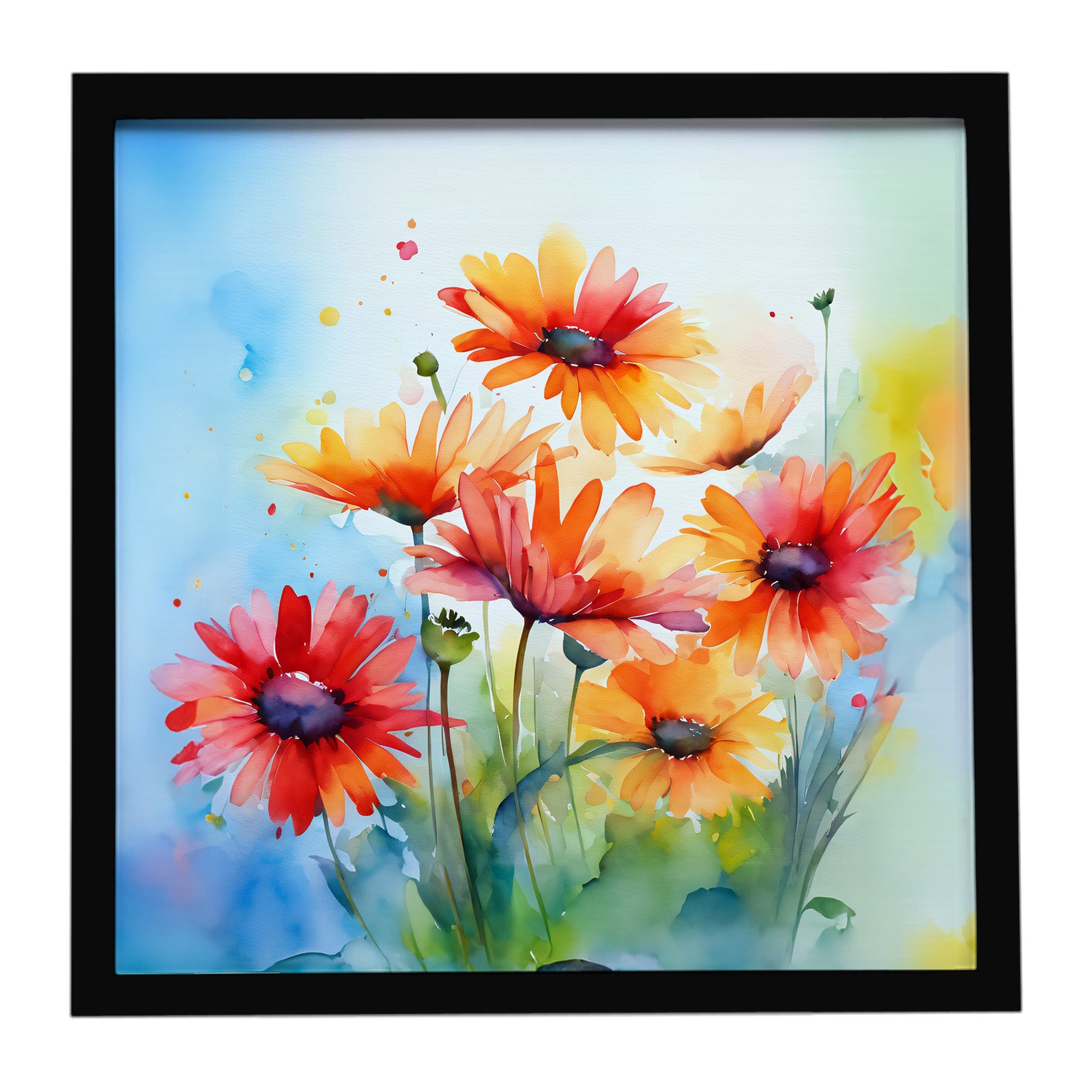Caroline's Treasures Gerbera Daisies in Watercolor Framed Metal Print