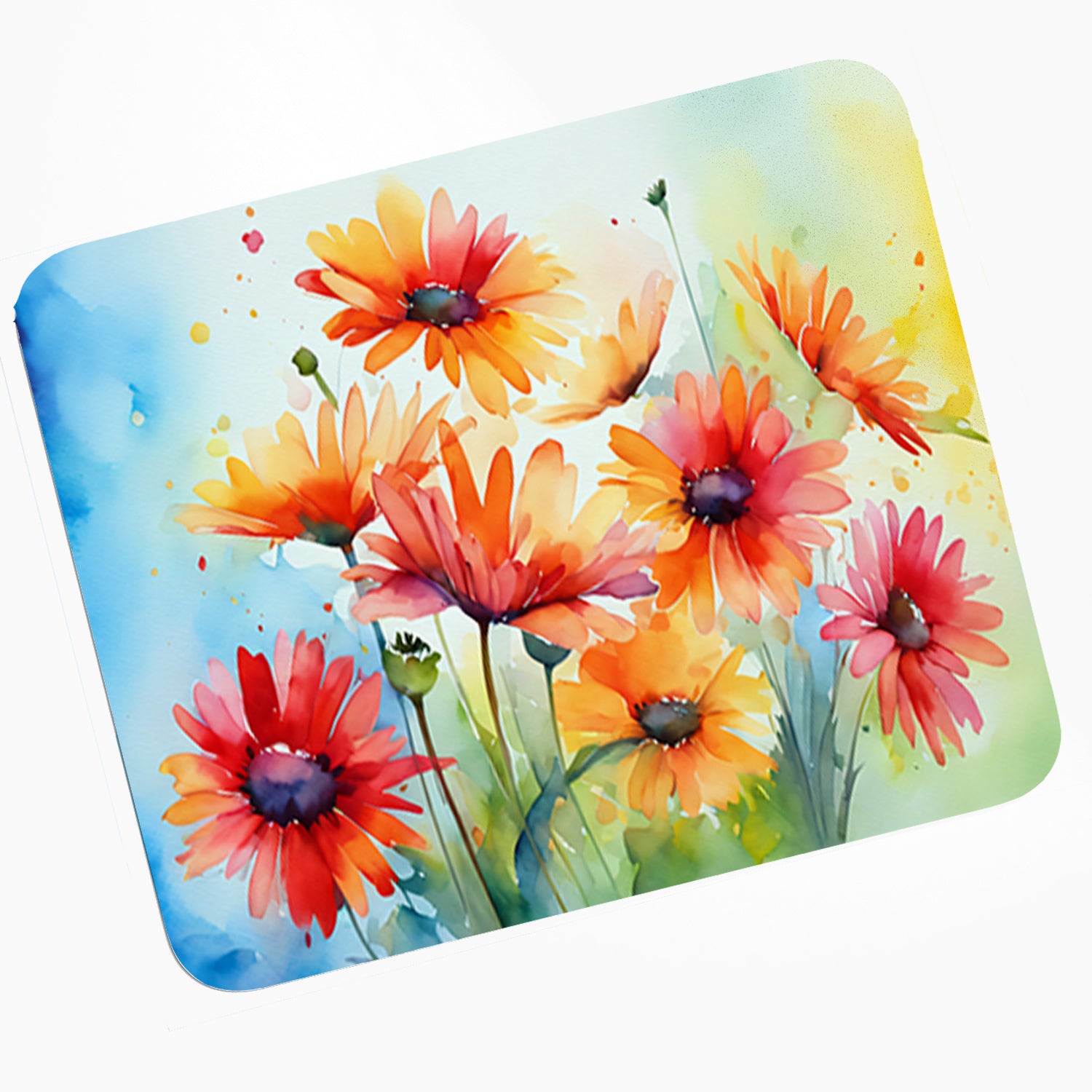 Buy this Gerbera Daisies in Watercolor Mouse Pad, Heat Resistant Trivet Hot Pad