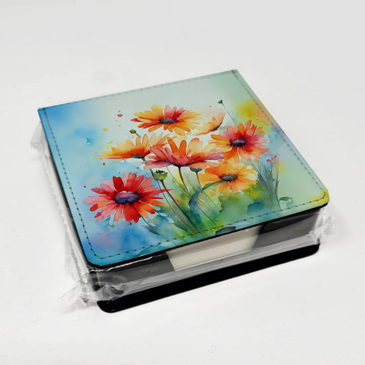 Caroline's Treasures Gerbera Daisies in Watercolor PU Leather Note Paper Holder
