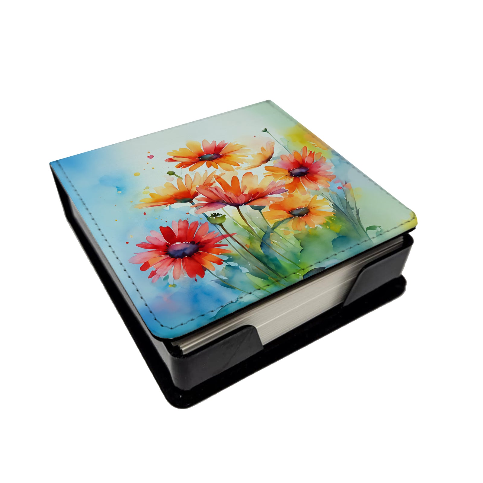 Caroline's Treasures Gerbera Daisies in Watercolor PU Leather Note Paper Holder