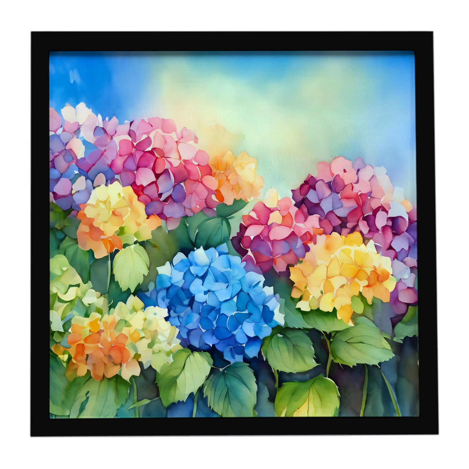 Caroline's Treasures Hydrangeas in Watercolor Framed Metal Print