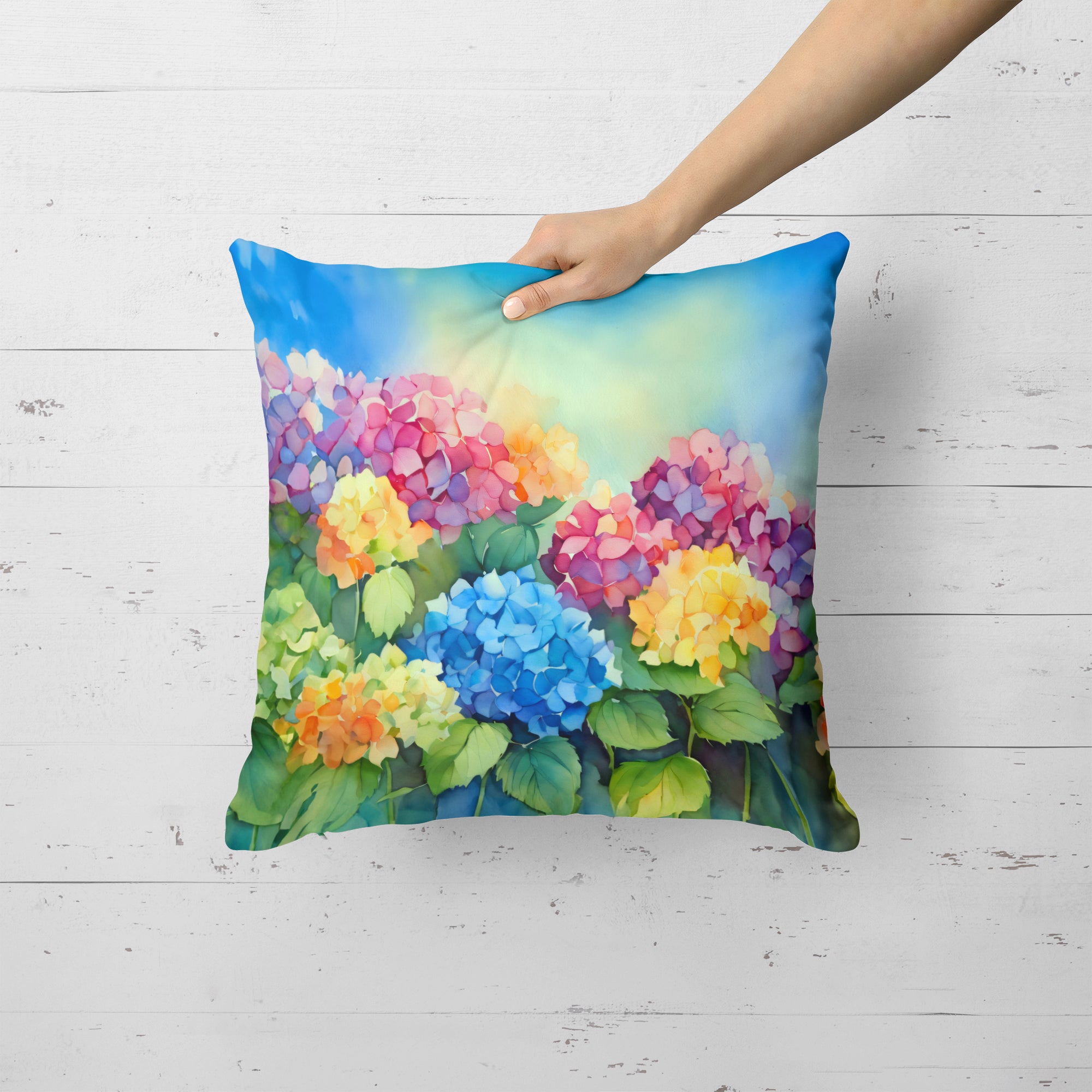 Buy this Hydrangeas in Watercolor Throw Pillow