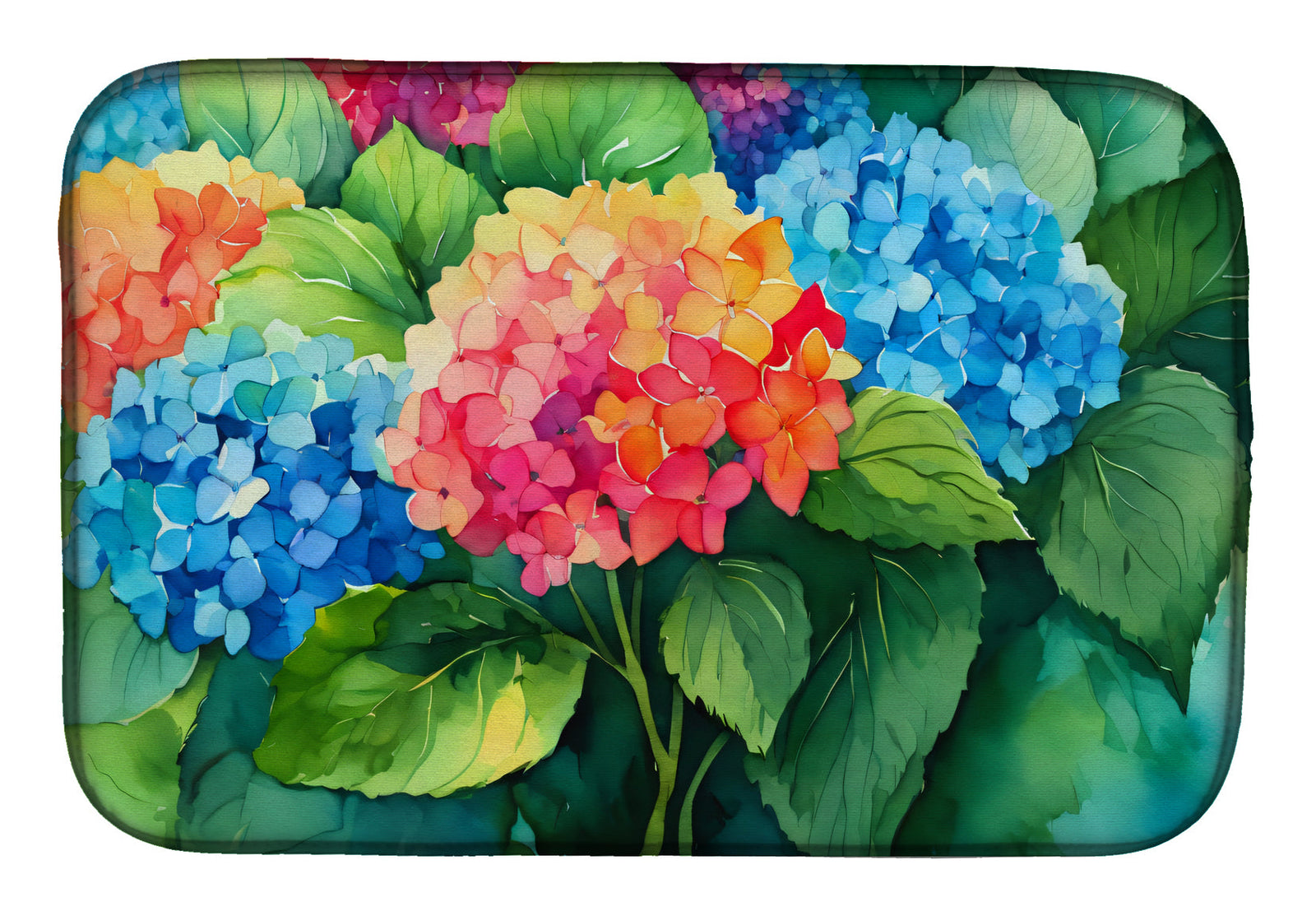 Caroline's Treasures Hydrangeas in Watercolor Dish Drying Mat