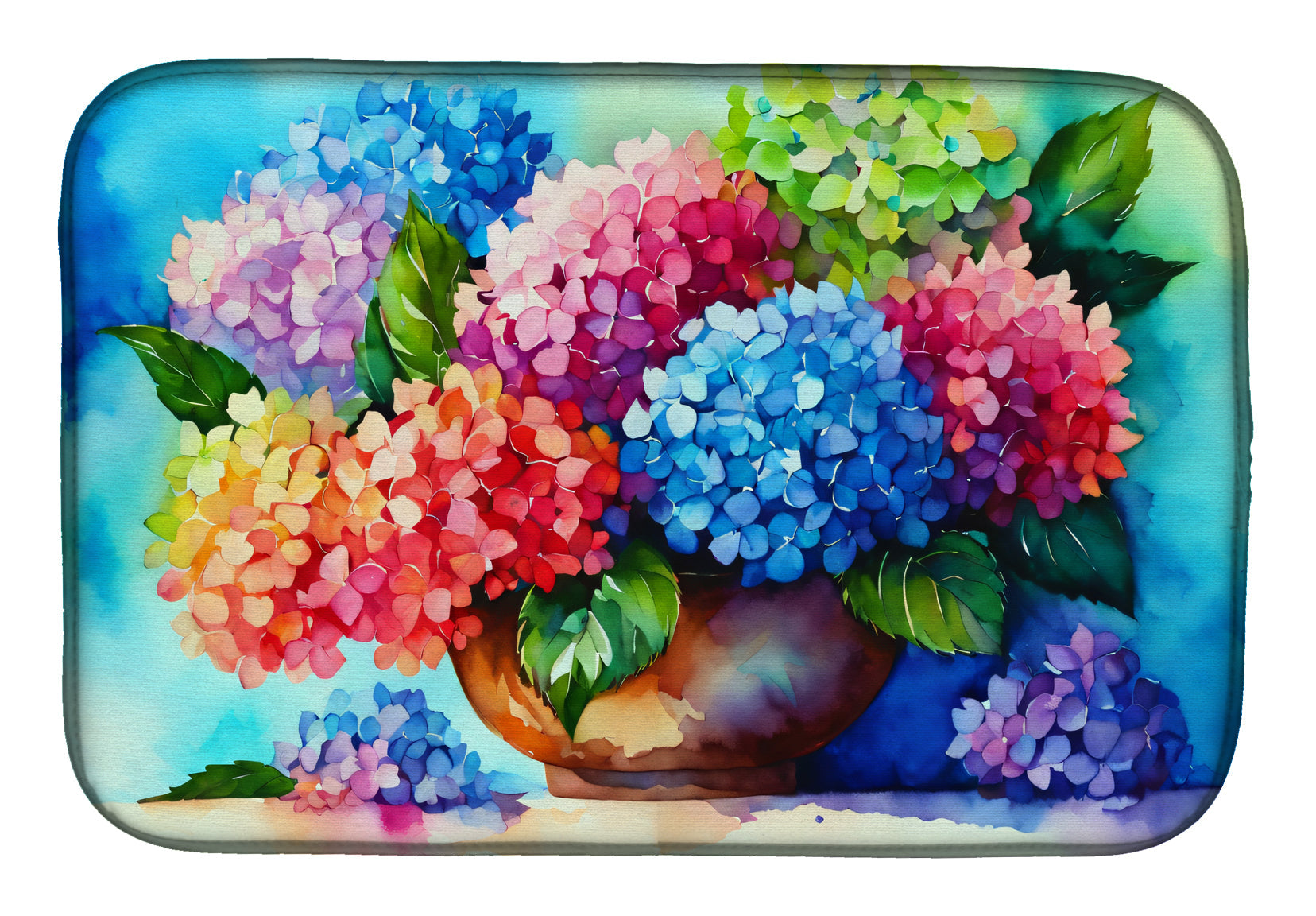 Caroline's Treasures Hydrangeas in Watercolor Dish Drying Mat