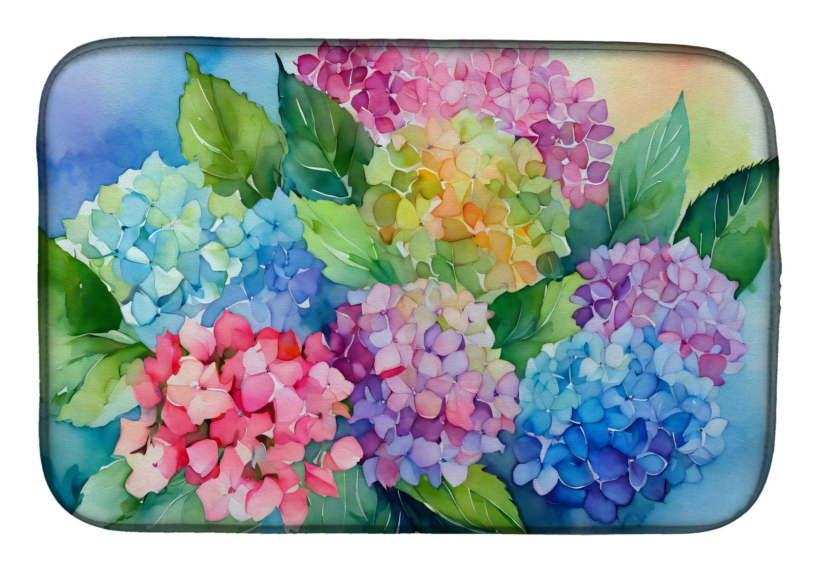Caroline's Treasures Hydrangeas in Watercolor Dish Drying Mat