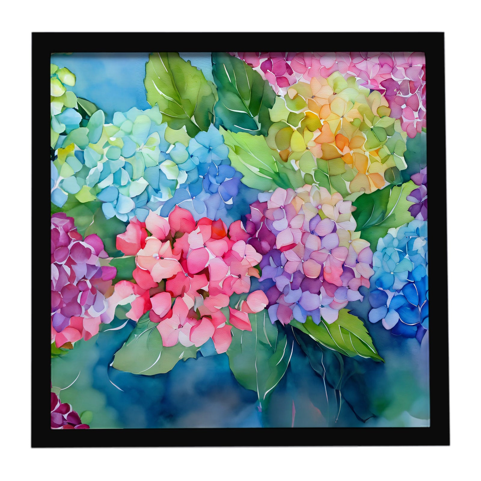 Caroline's Treasures Hydrangeas in Watercolor Framed Metal Print