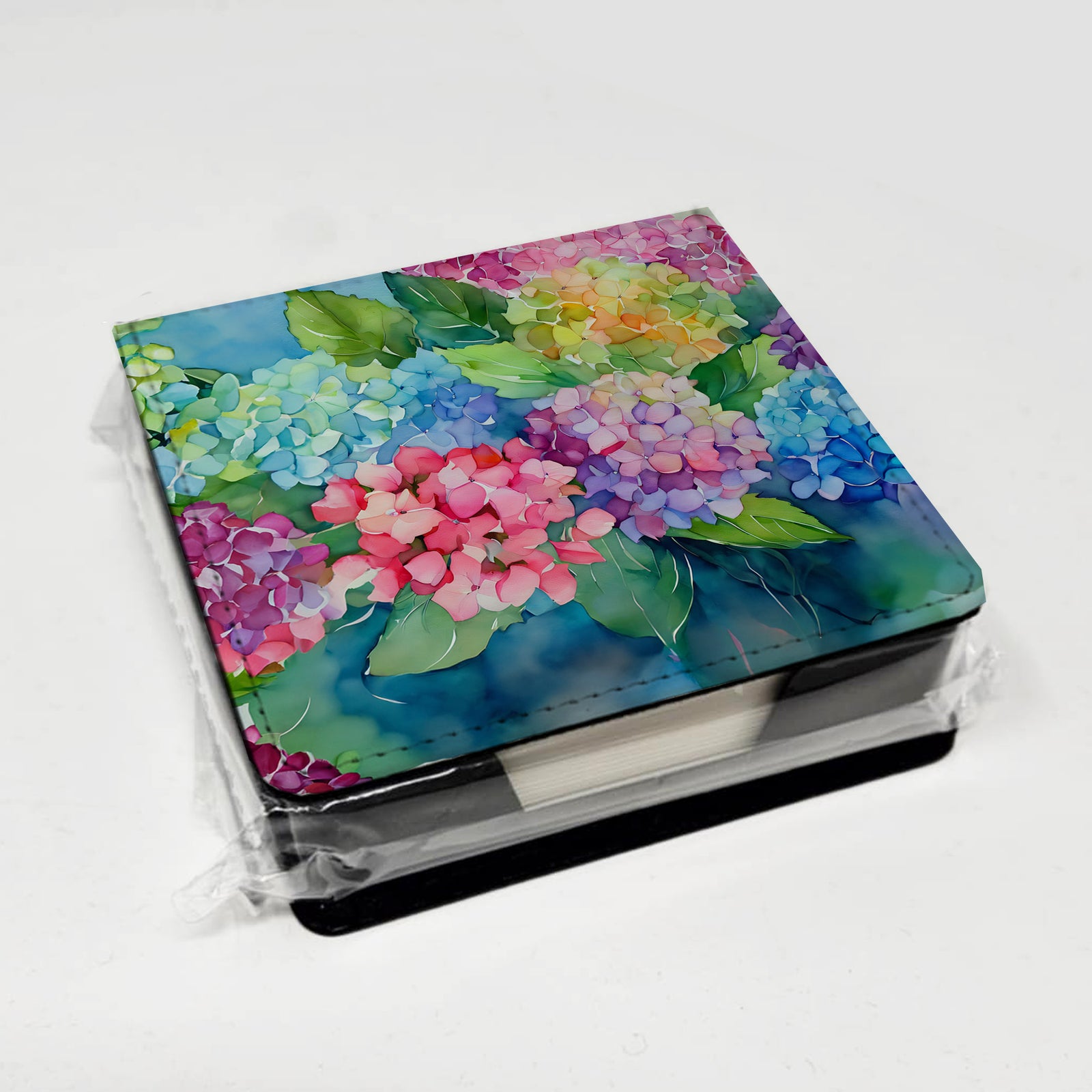 Caroline's Treasures Hydrangeas in Watercolor PU Leather Note Paper Holder