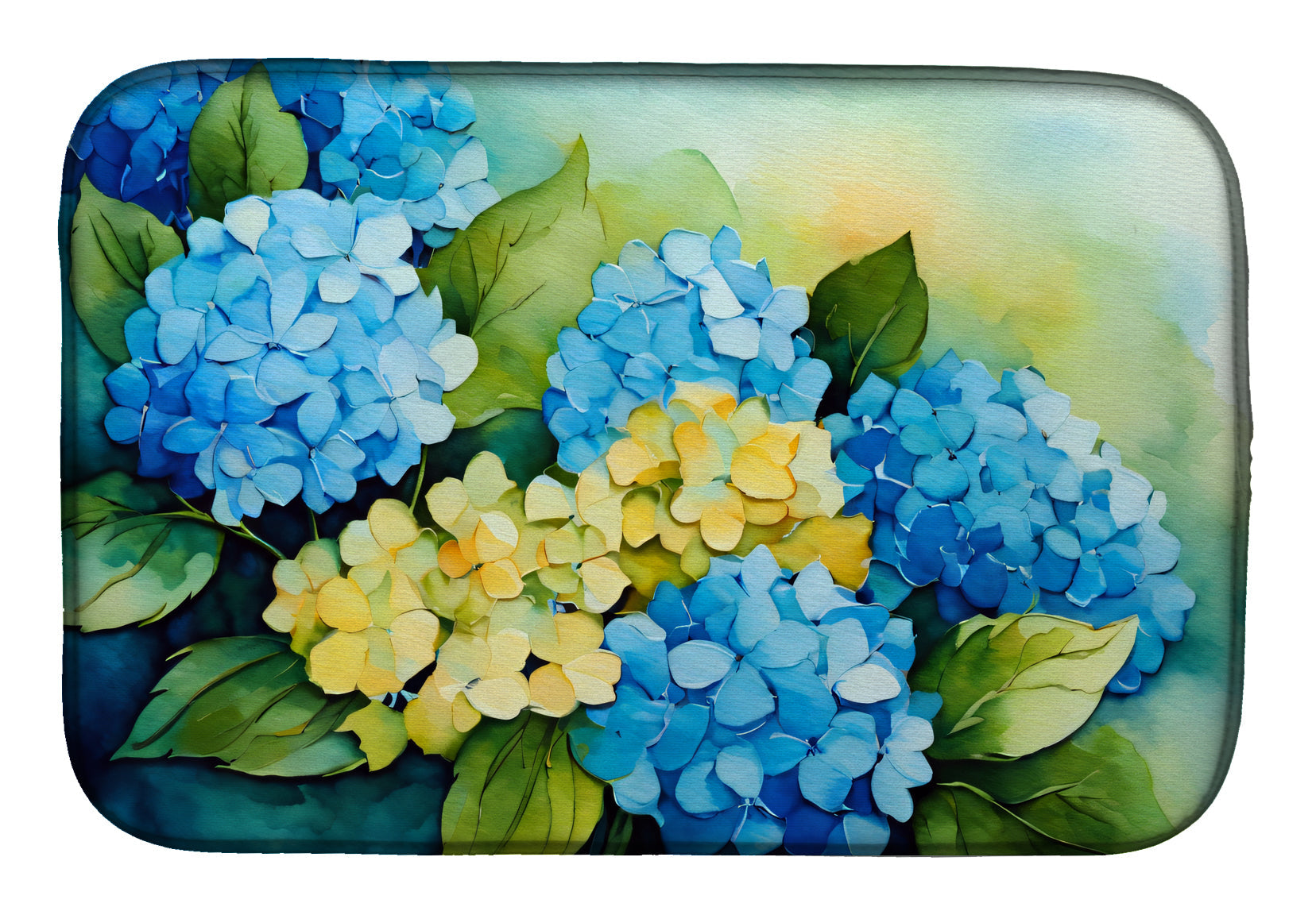 Caroline's Treasures Hydrangeas in Watercolor Dish Drying Mat