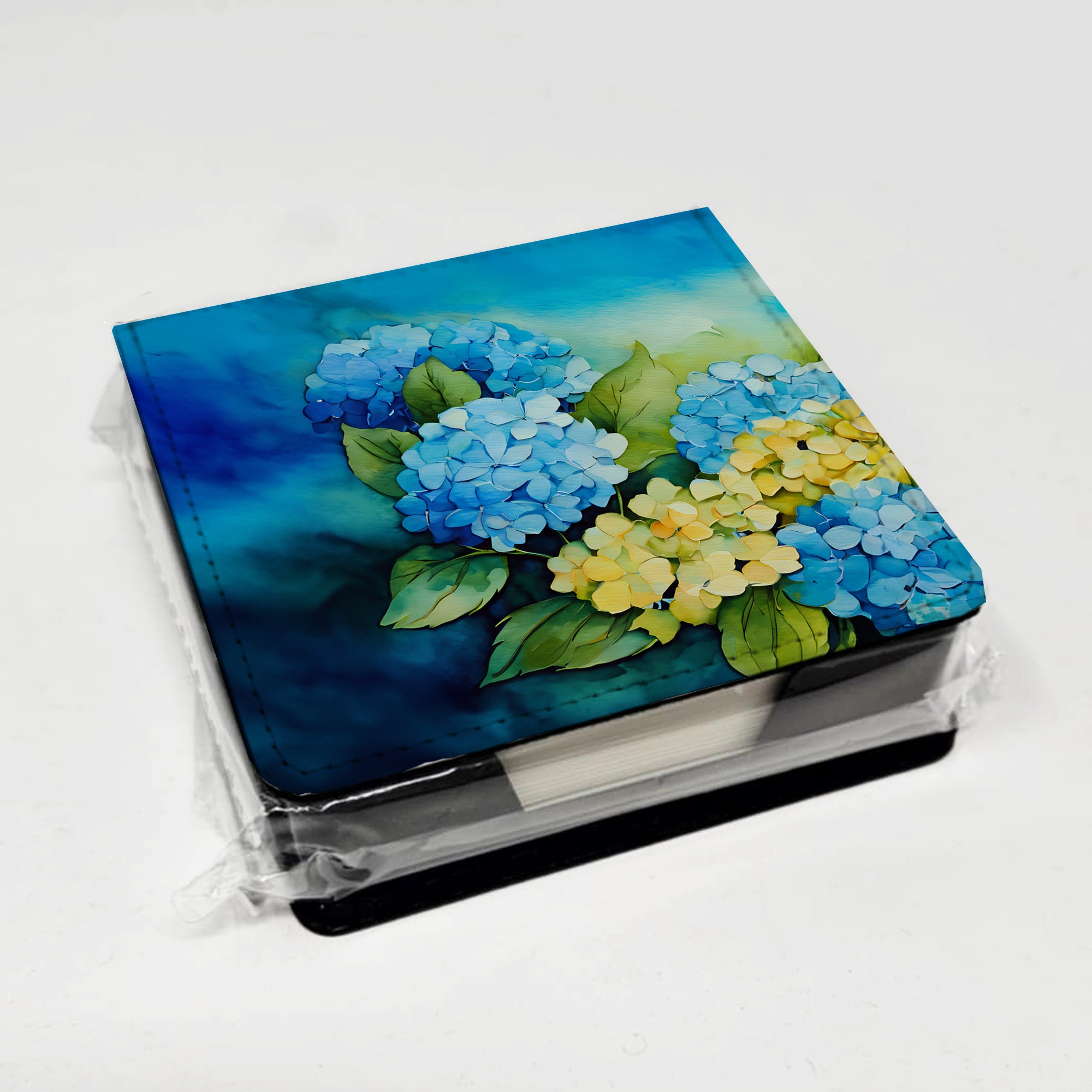 Caroline's Treasures Hydrangeas in Watercolor PU Leather Note Paper Holder