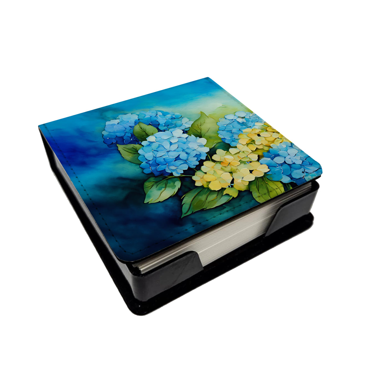 Caroline's Treasures Hydrangeas in Watercolor PU Leather Note Paper Holder