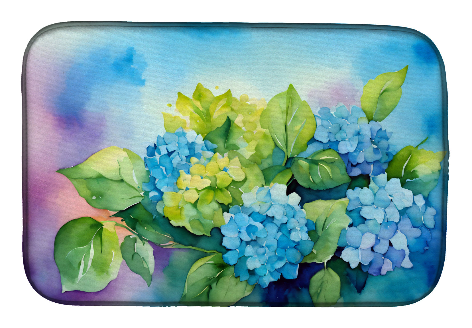 Caroline's Treasures Hydrangeas in Watercolor Dish Drying Mat