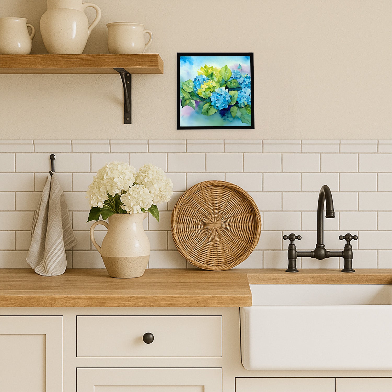 Caroline's Treasures Hydrangeas in Watercolor Framed Metal Print