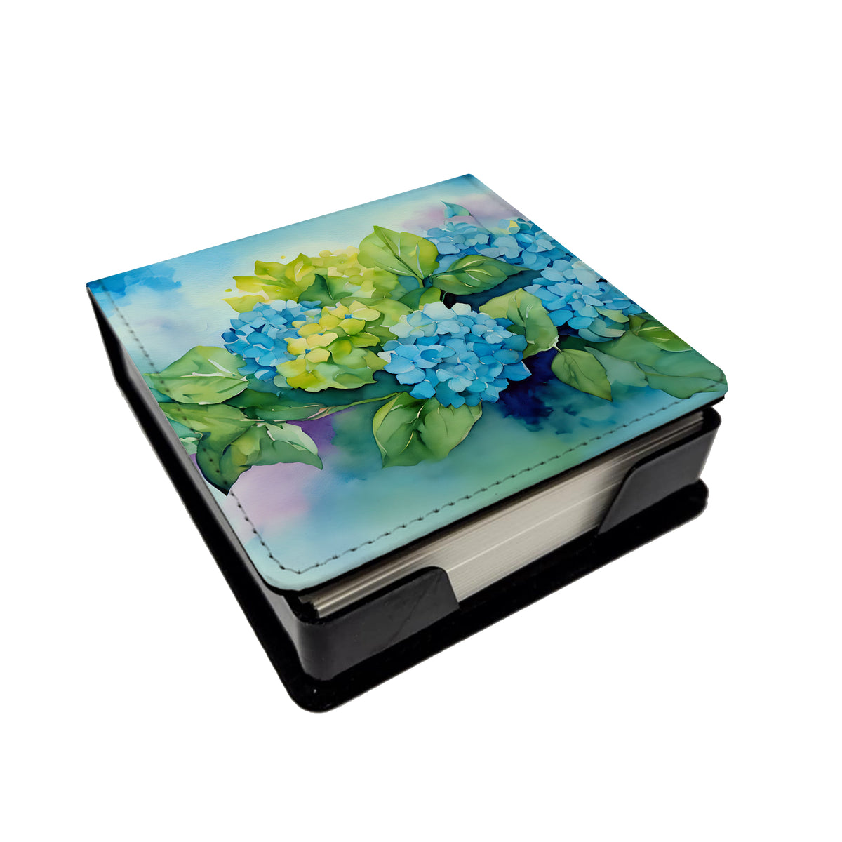 Caroline's Treasures Hydrangeas in Watercolor PU Leather Note Paper Holder