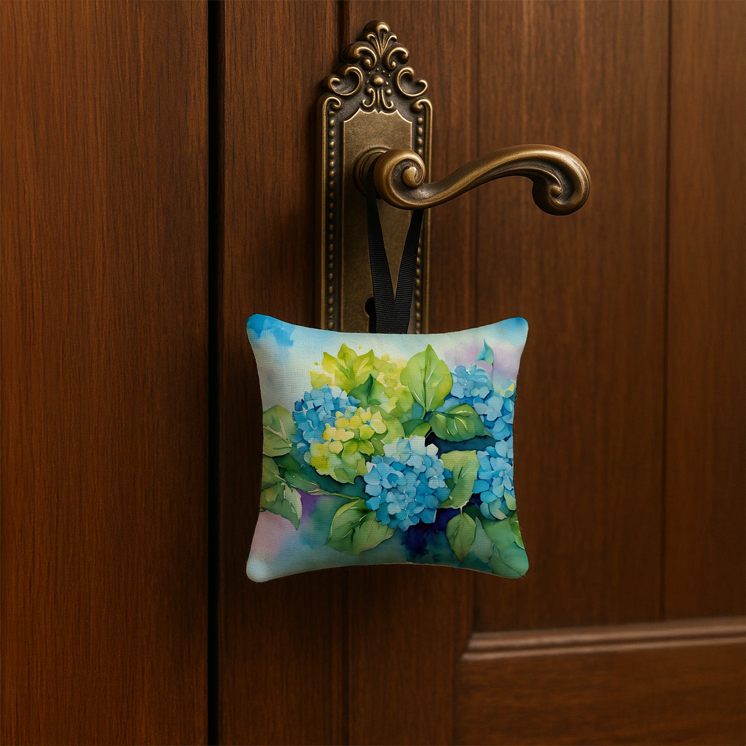 Caroline's Treasures Hydrangeas in Watercolor Hanging Square Fabric Ornament 3.5 × 3.5