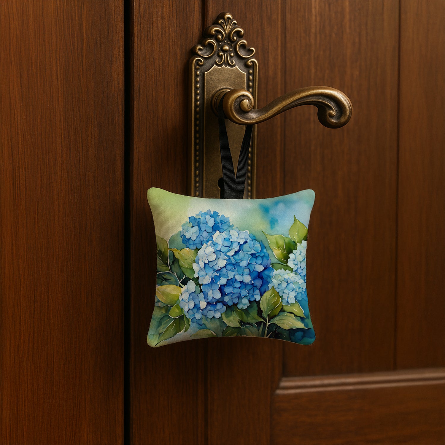 Caroline's Treasures Hydrangeas in Watercolor Hanging Square Fabric Ornament 3.5 × 3.5