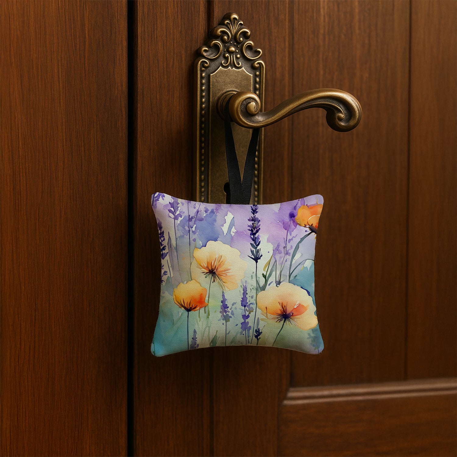 Caroline's Treasures Lavender in Watercolor Hanging Square Fabric Ornament 3.5 × 3.5