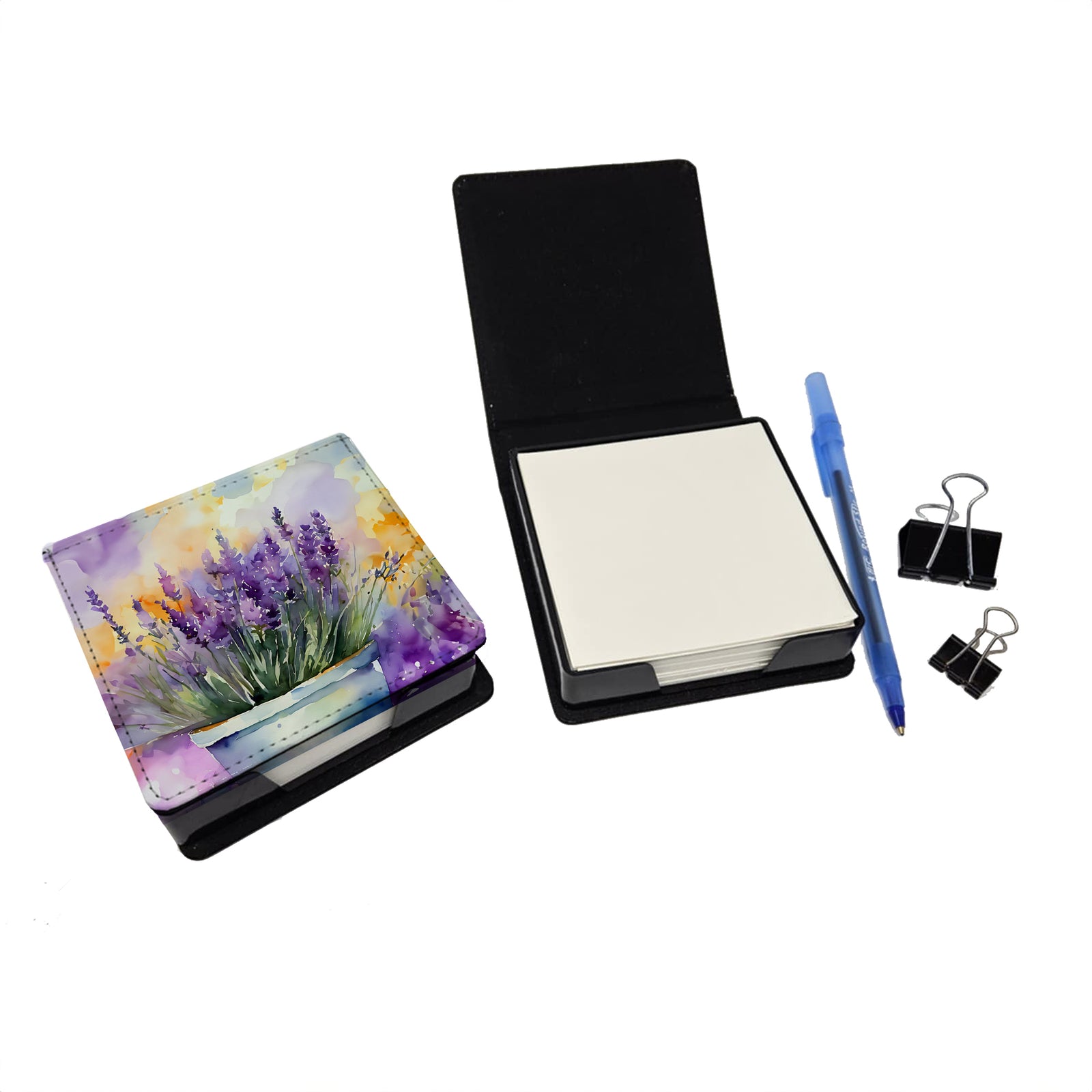 Caroline's Treasures Lavender in Watercolor PU Leather Note Paper Holder