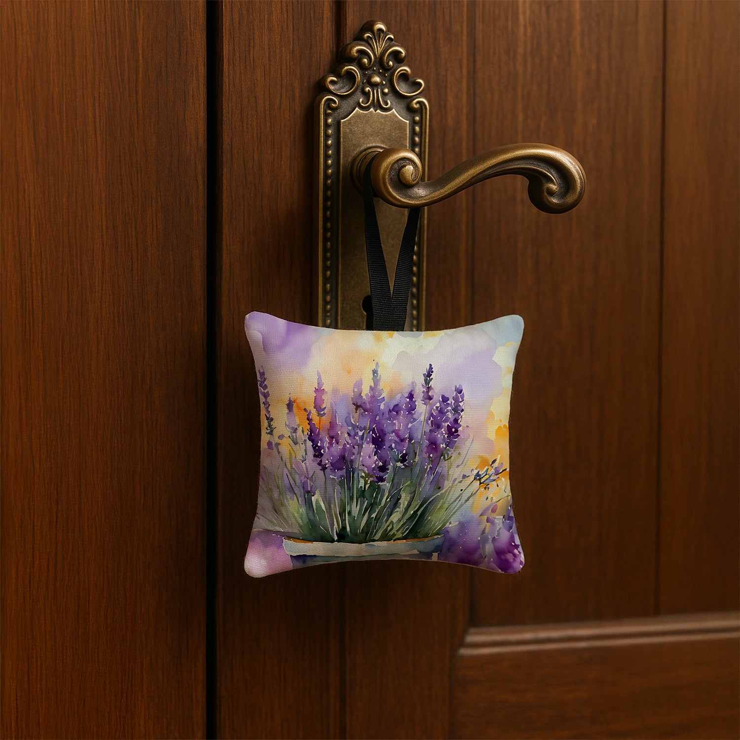 Caroline's Treasures Lavender in Watercolor Hanging Square Fabric Ornament 3.5 × 3.5