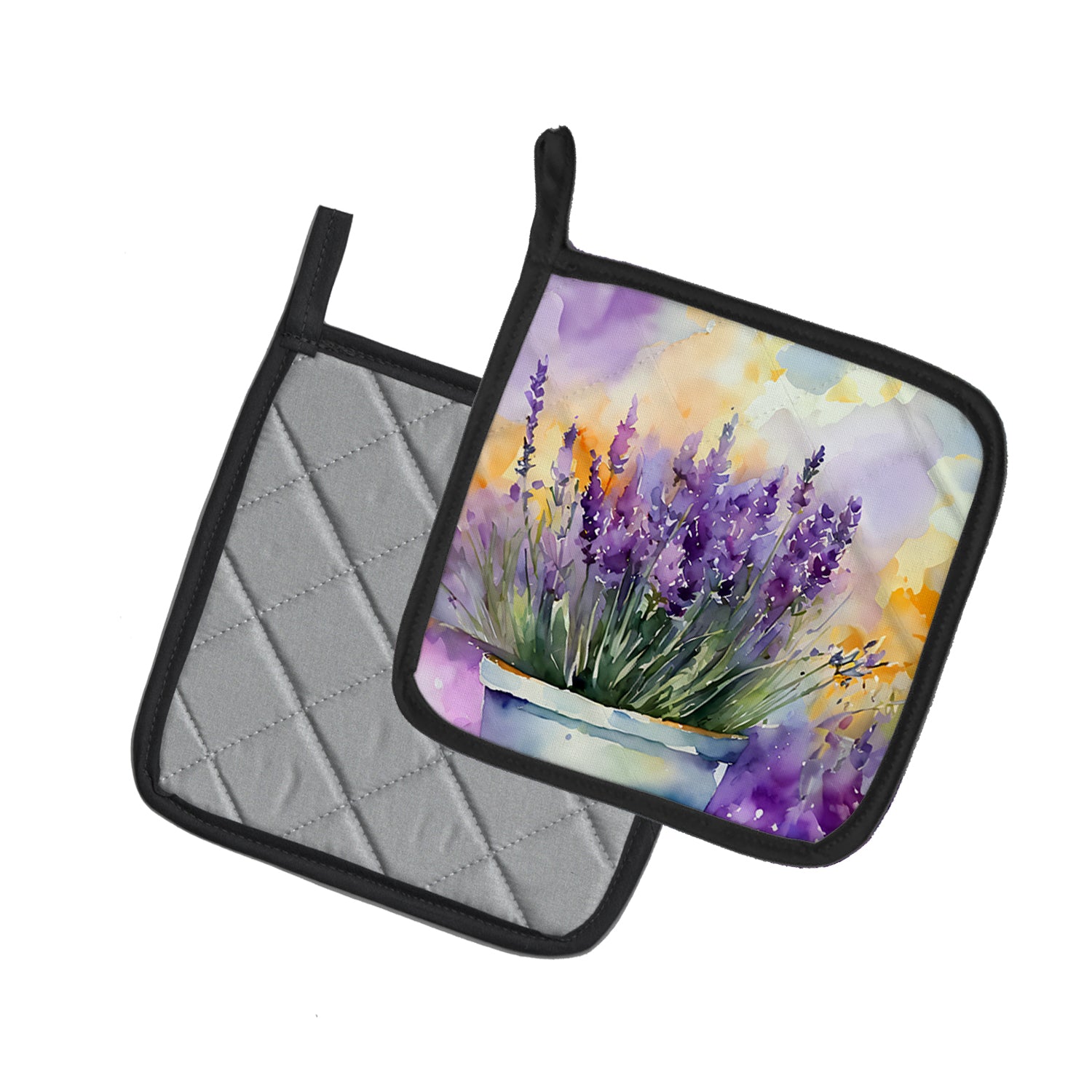 Caroline's Treasures Lavender in Watercolor Pot Holders - Set of 2 Decorative Kitchen Helpers | Made in the USA