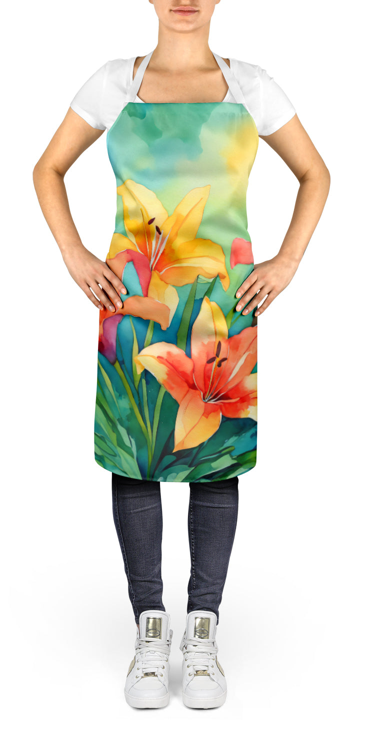 Lilies in Watercolor Apron