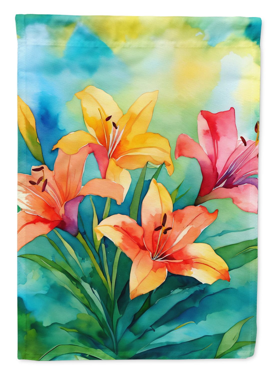 Buy this Lilies in Watercolor House Flag
