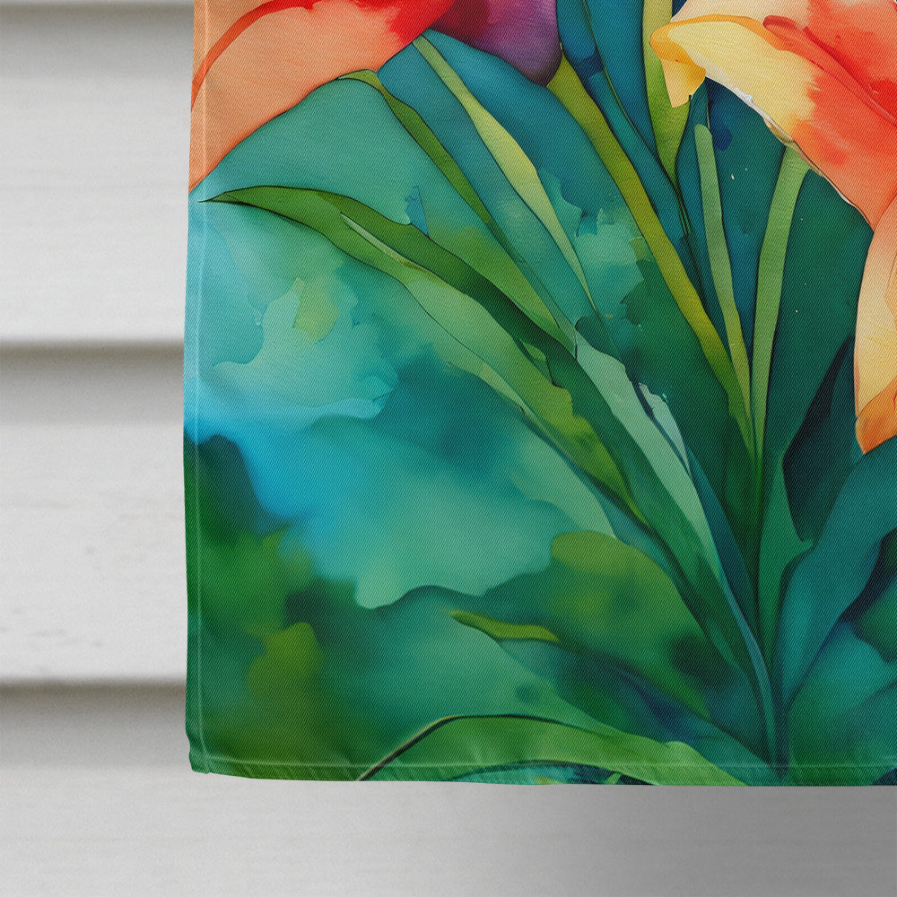 Lilies in Watercolor House Flag