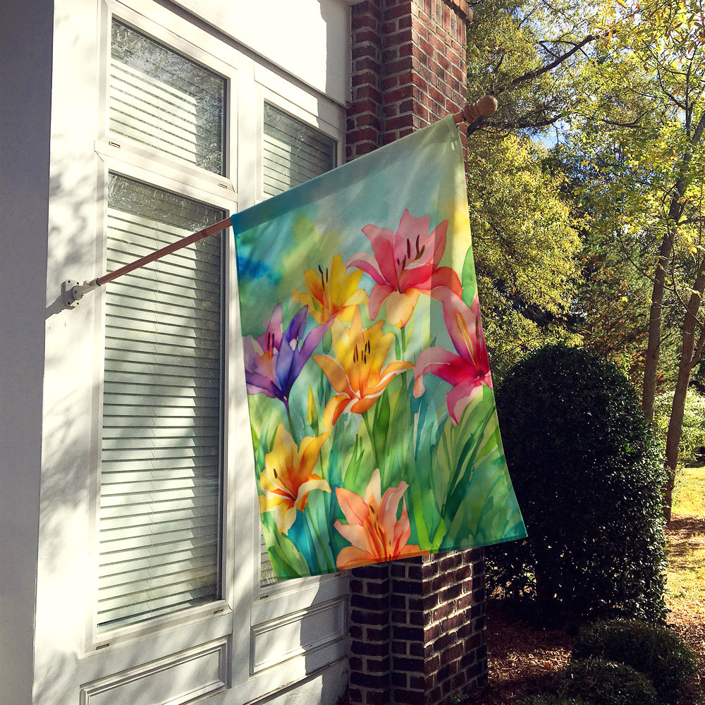 Lilies in Watercolor House Flag