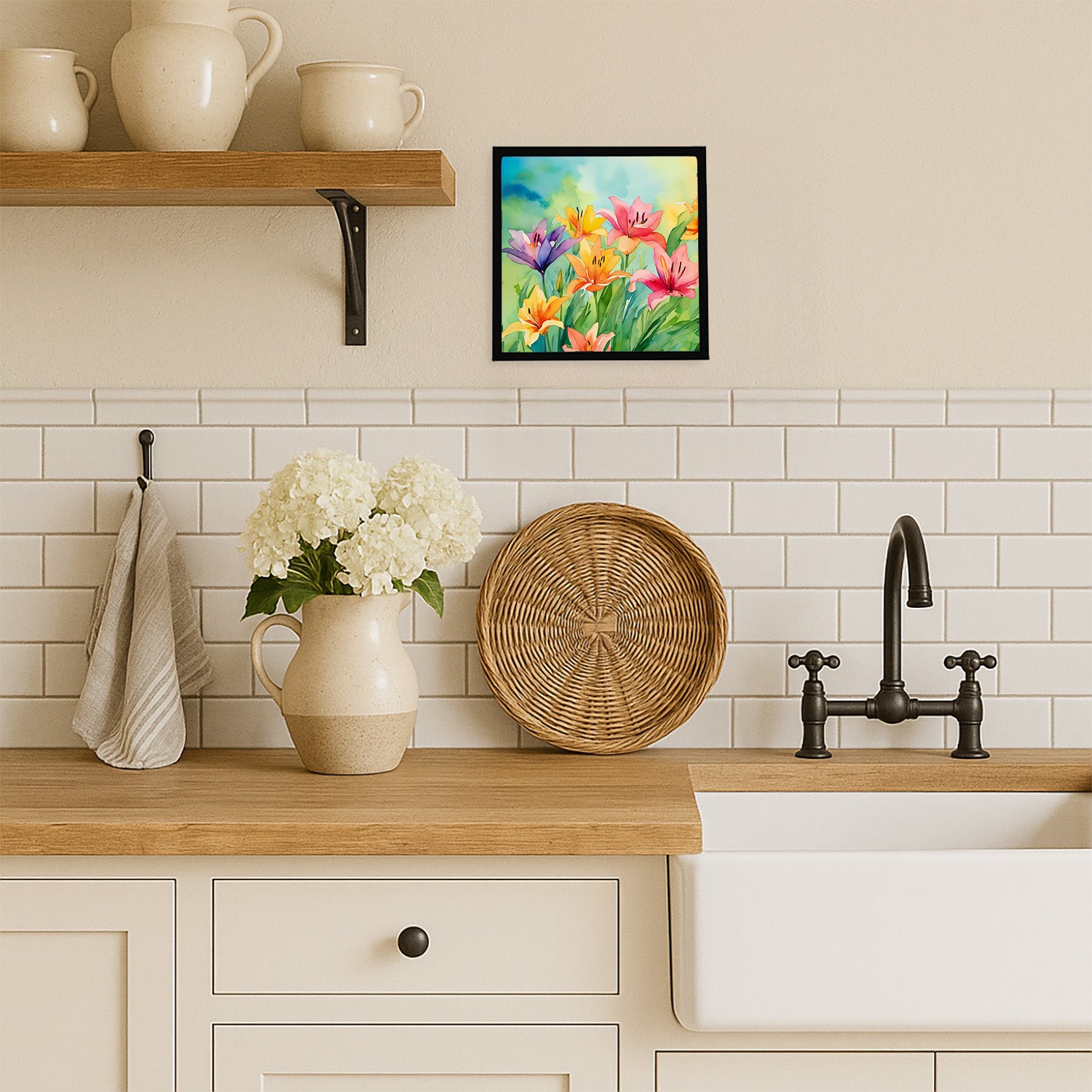 Caroline's Treasures Lilies in Watercolor Framed Metal Print