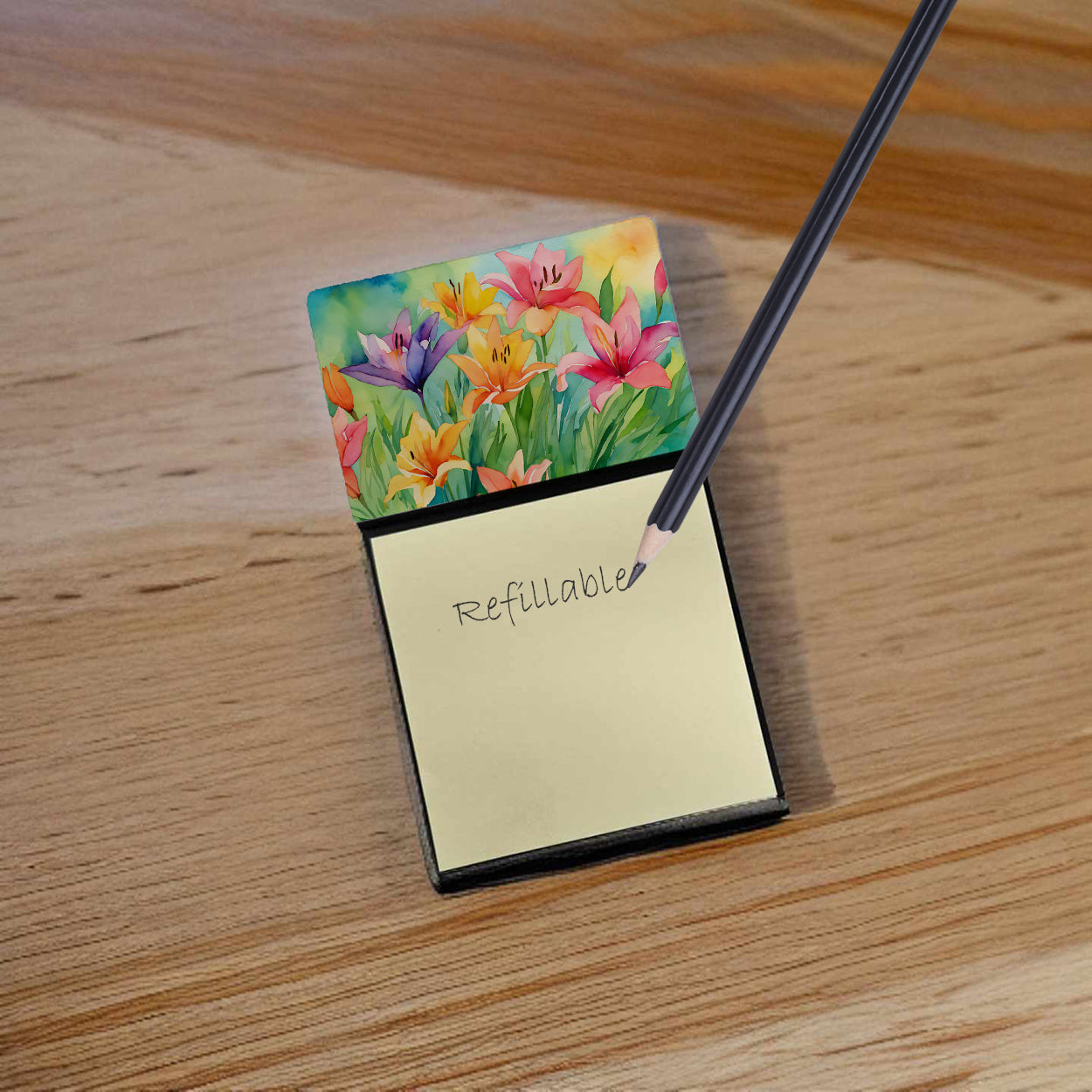 Lilies in Watercolor Sticky Note Holder