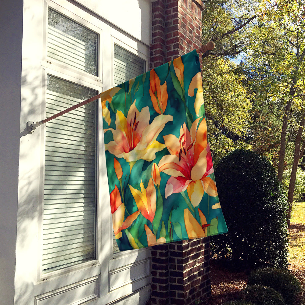Caroline's Treasures Lilies in Watercolor House Flag