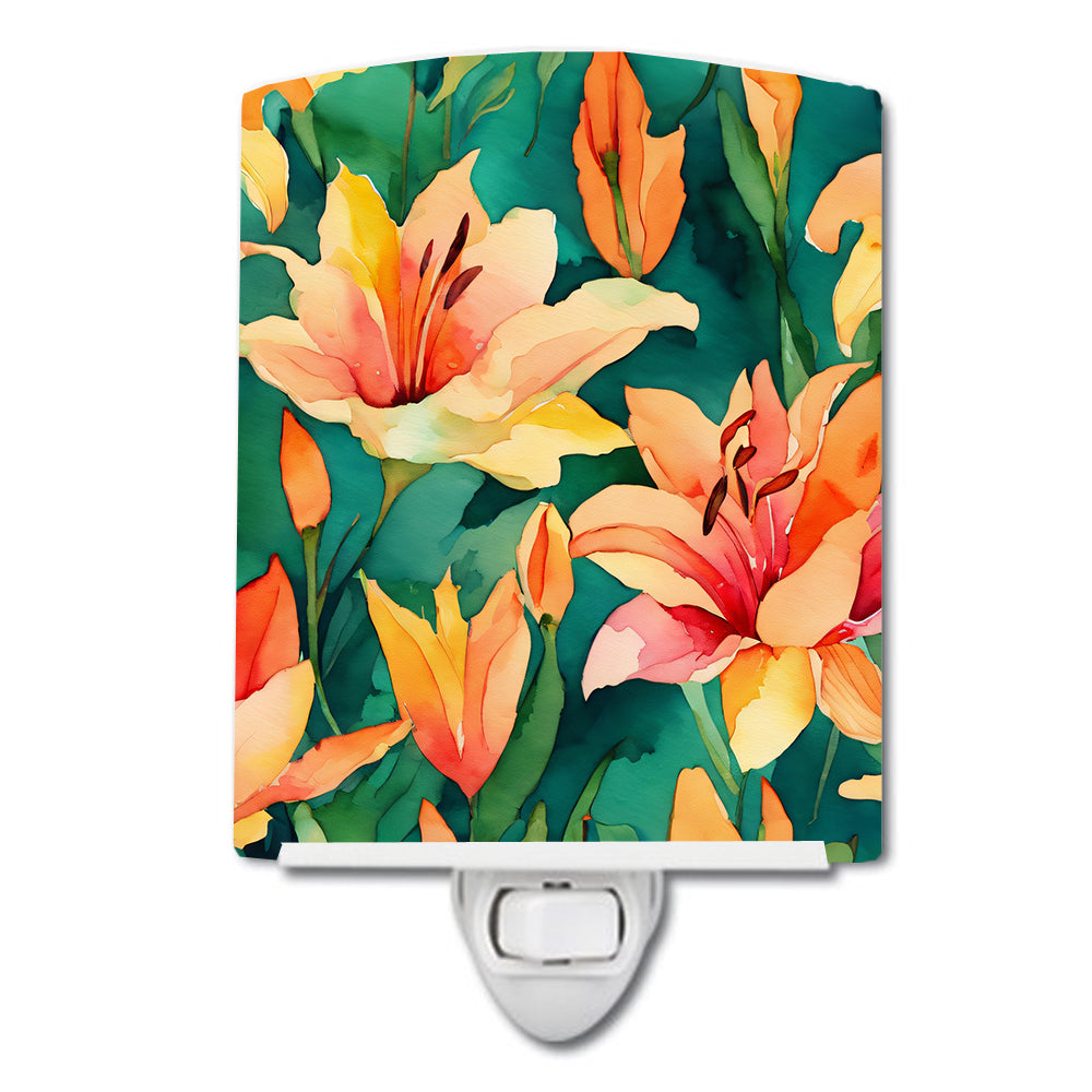 Buy this Lilies in Watercolor Ceramic Night Light